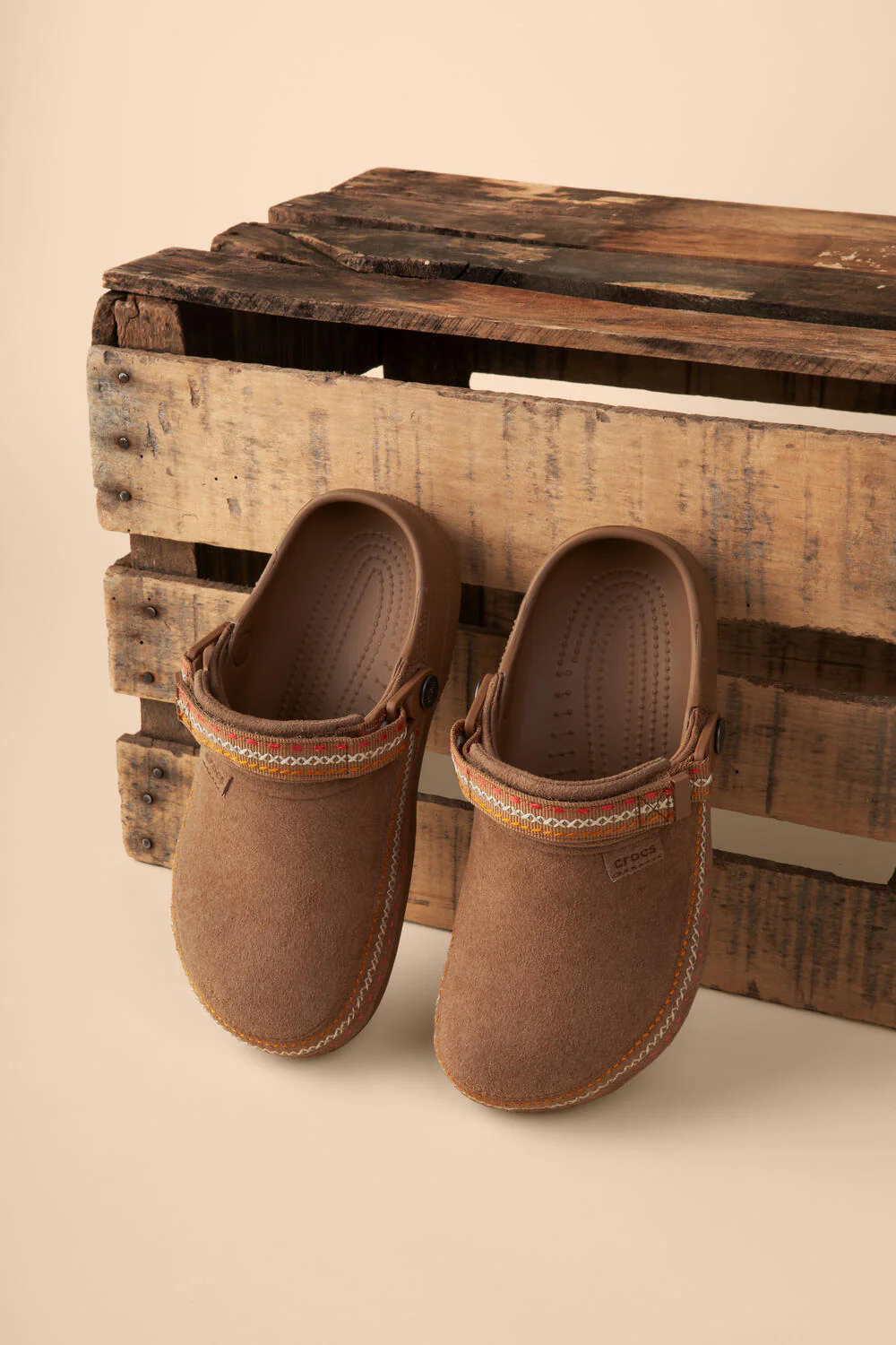 Crafted Vegan Suede Stitch clogs - Sepia - Image 4