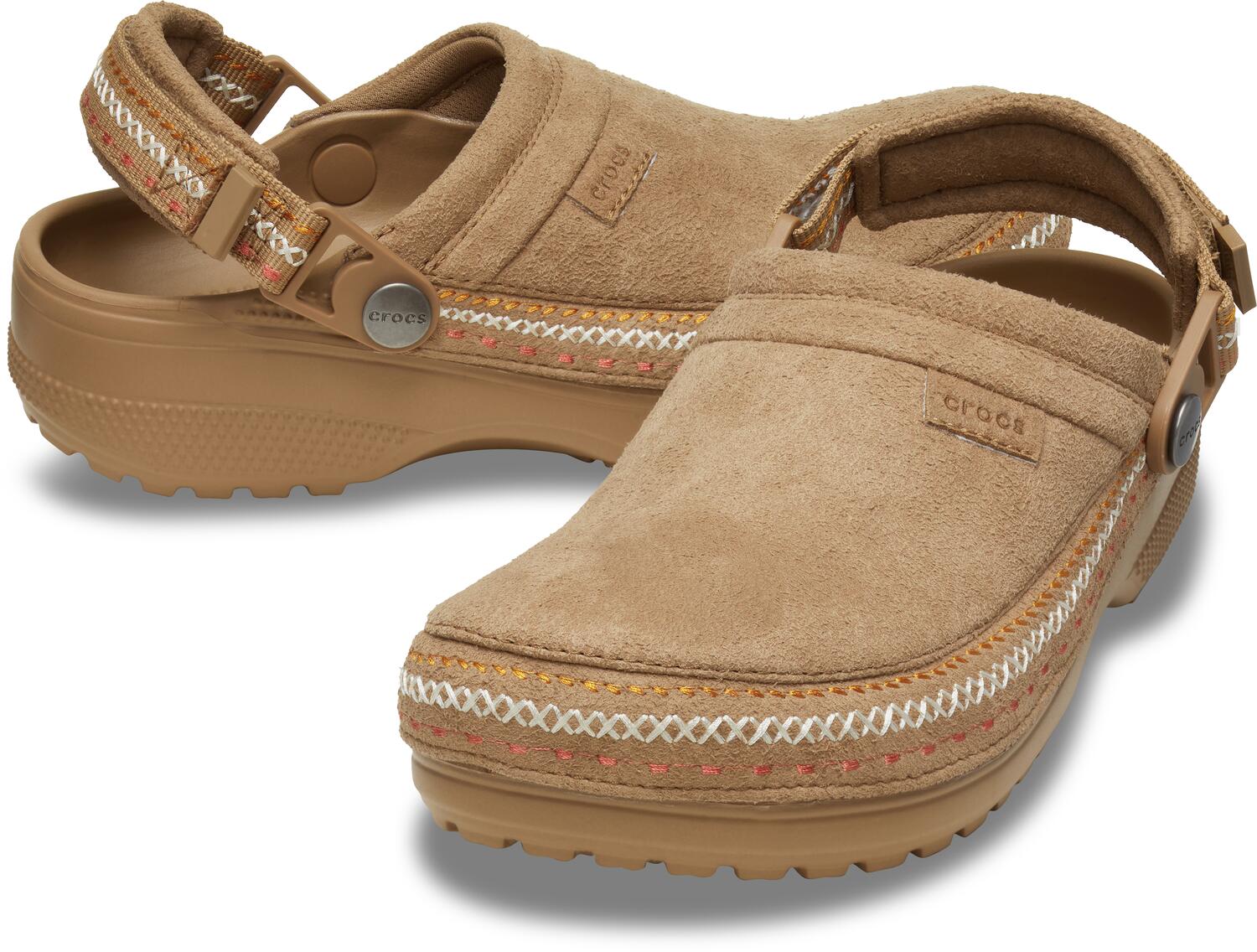 Crafted Vegan Suede Stitch clogs - Sepia - Image 6