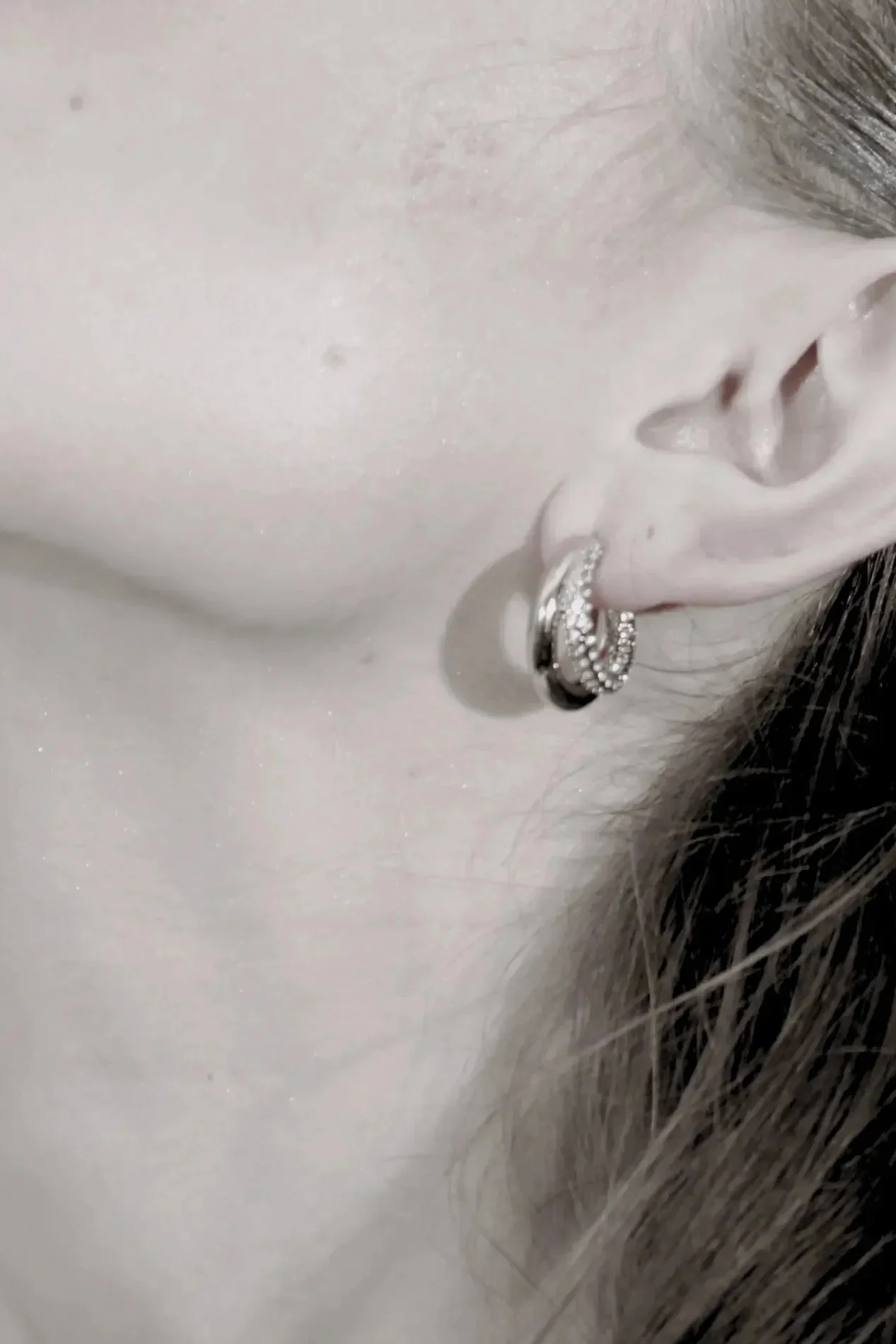 Clear CZ Double hoops - forgyldt - Image 2