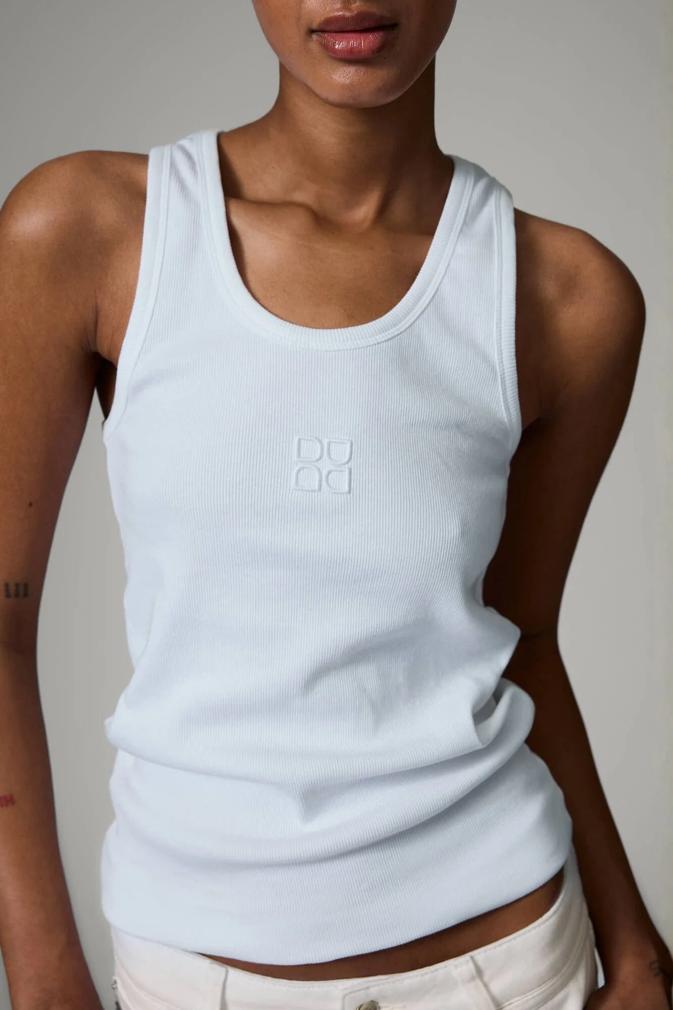Classic Rib Camilo top - Bright White - Image 3