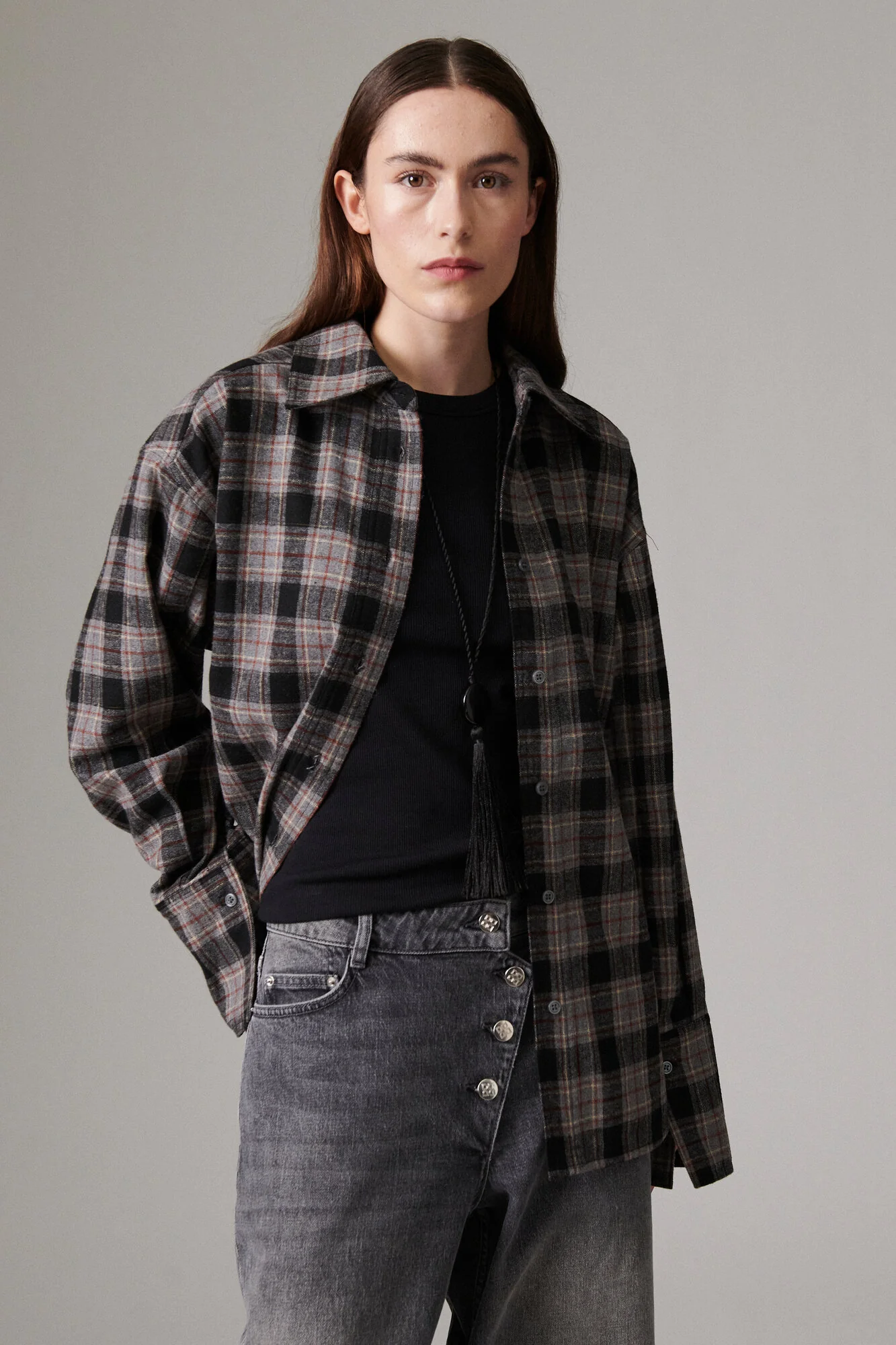 Henri Flannel Luxe skjorte - 194104 EBONY - Image 5