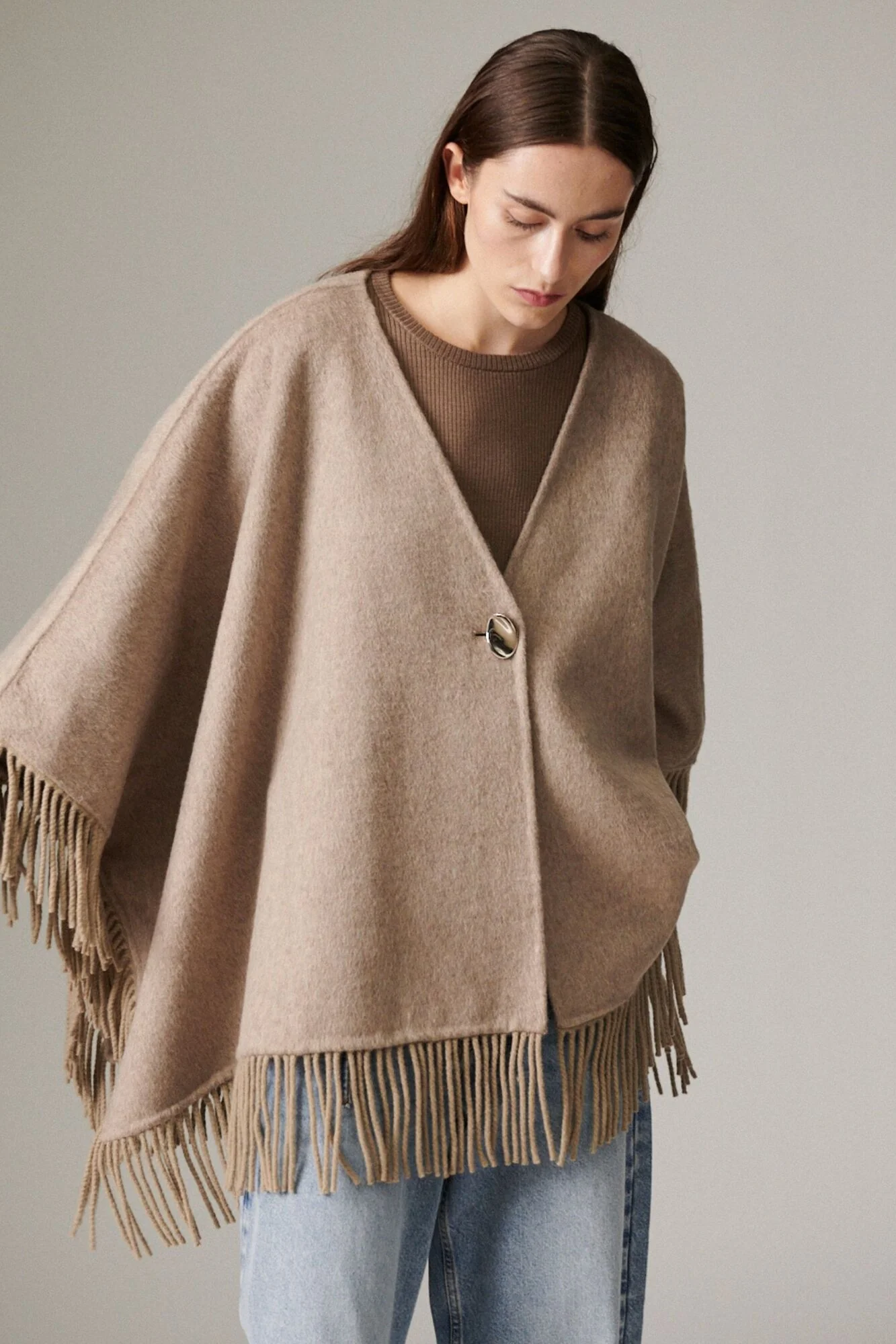 Sybil poncho - Beige Melange - Image 3