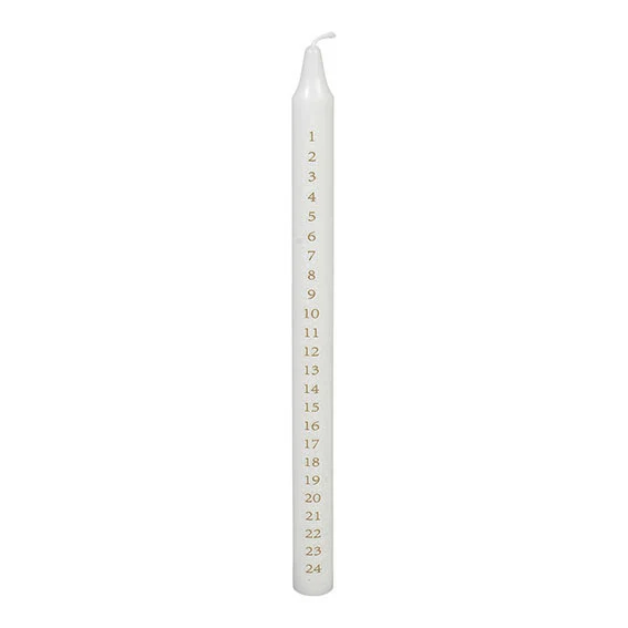 Kalenderlys, H25 cm - hvid