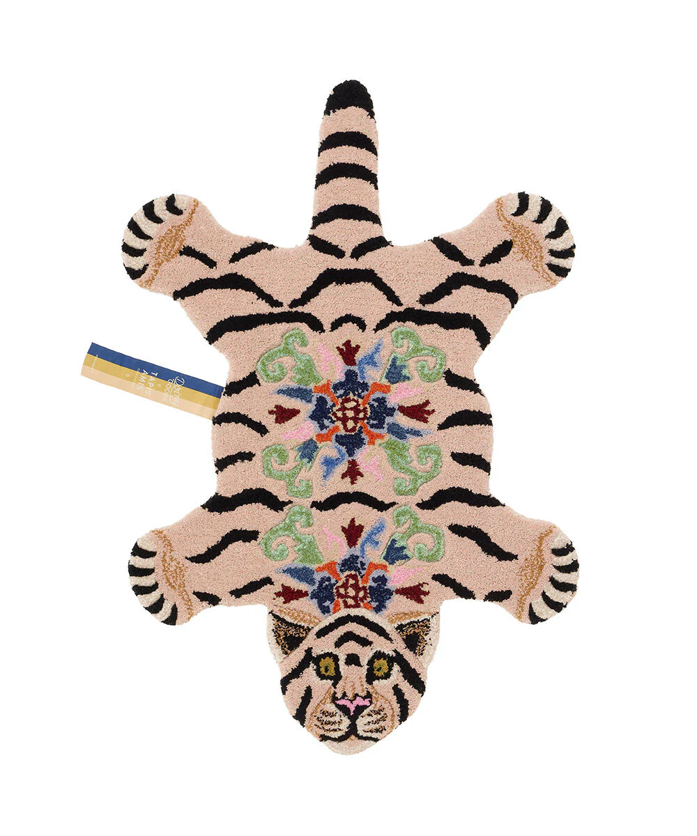 Mahee Majestic Tiger gulvtæppe, Small - Peach/Pink