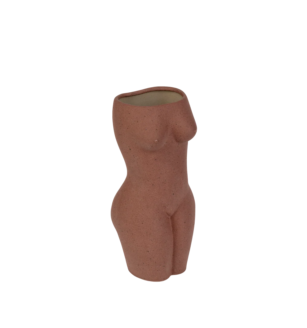 Body vase, brun - H: 22,5 cm.