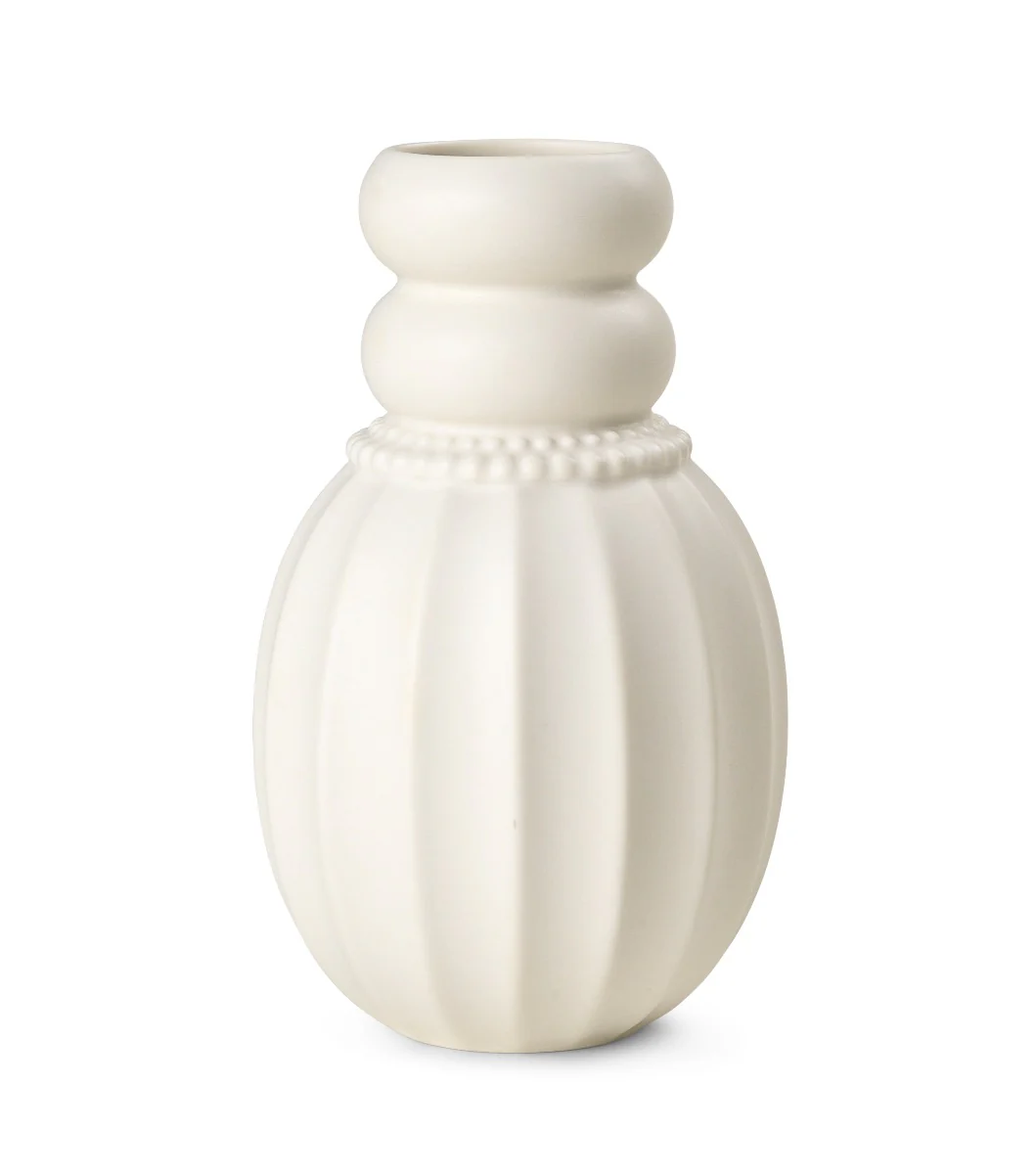 Samsurium pearlpuff vase, hvid - 183x112mm.