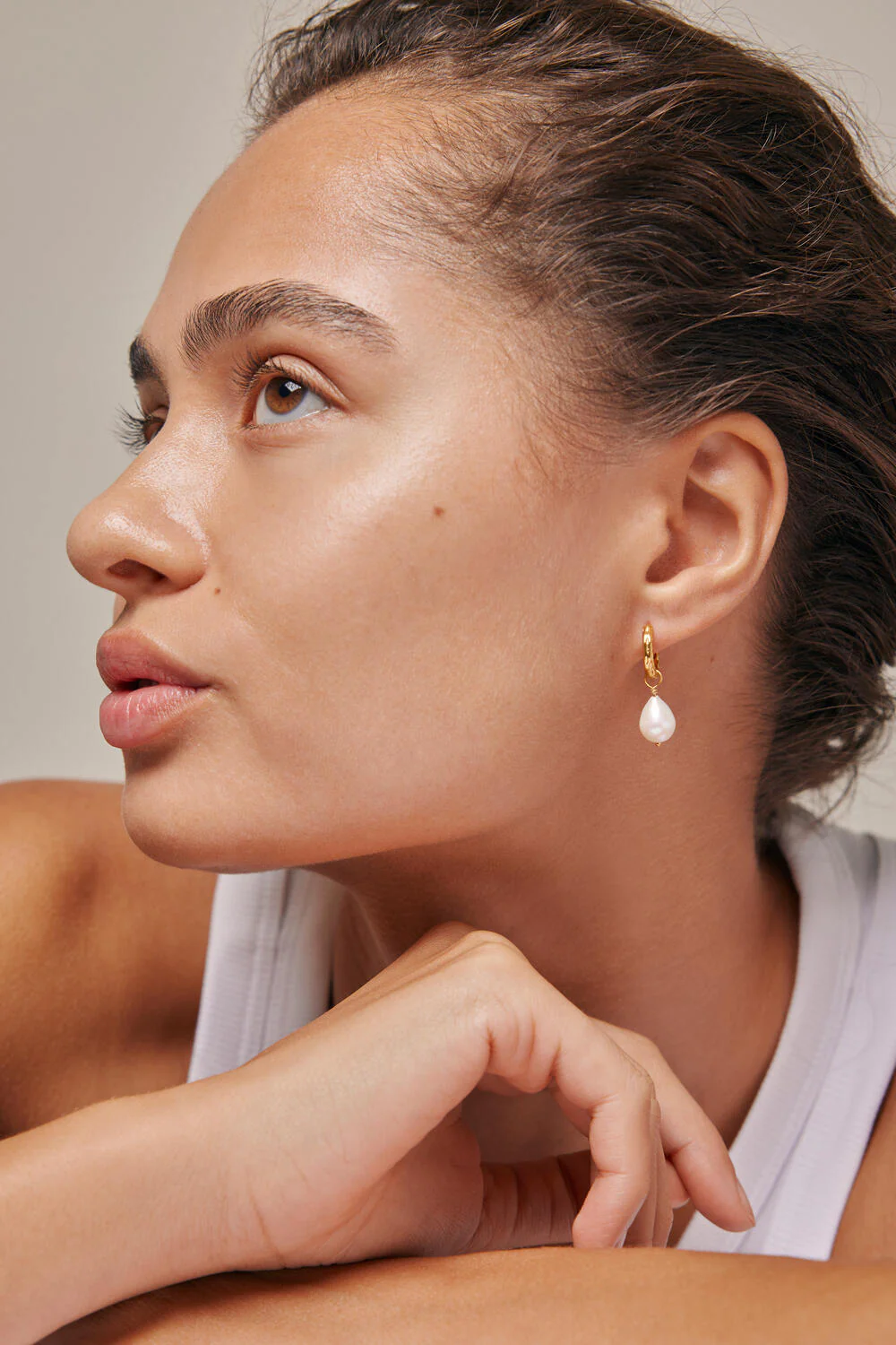Significant Pearl hoops - forgyldt - Image 2
