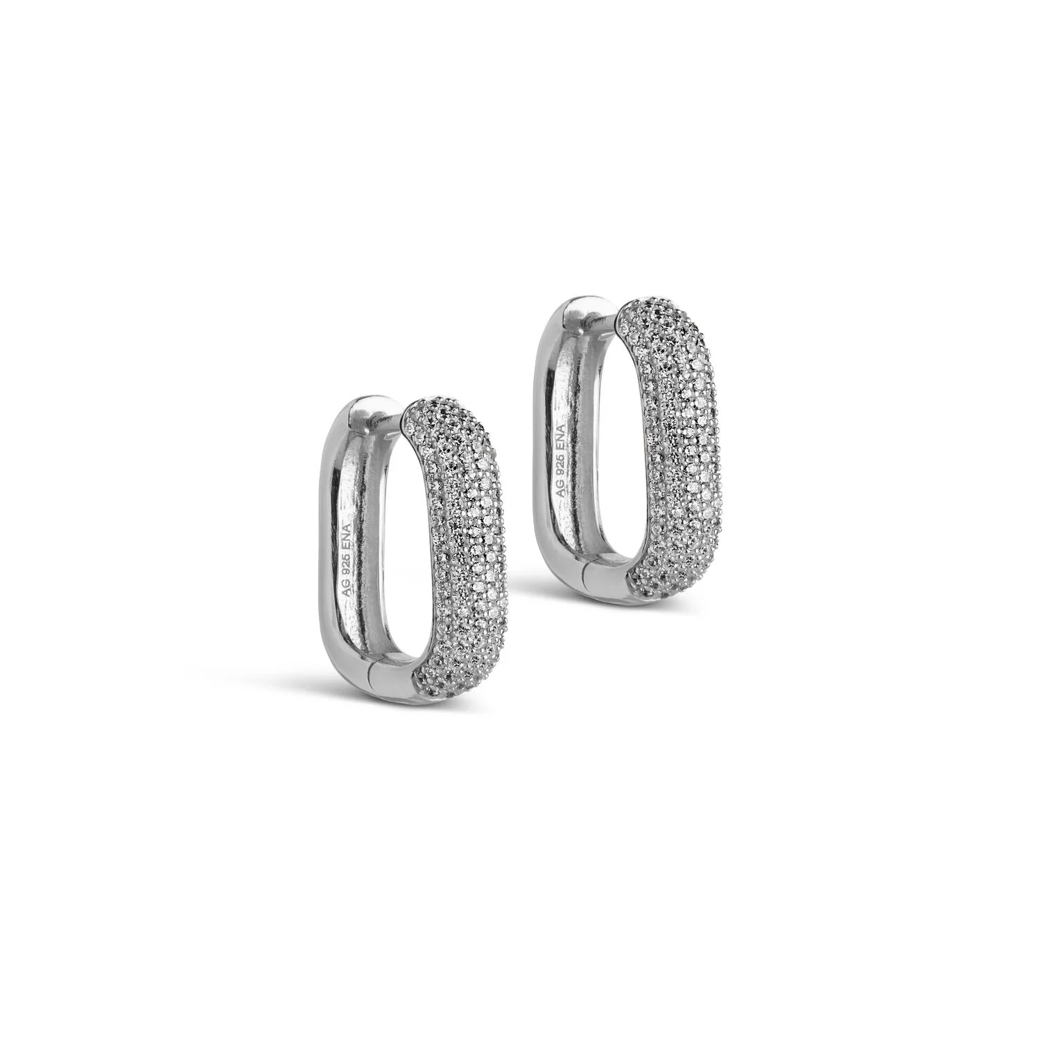 Sparkling Square hoops, 18 mm - sølv