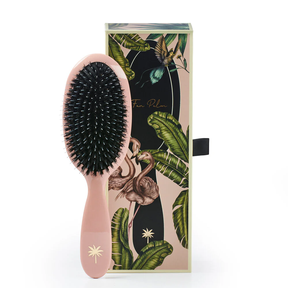 Medium Vildsvinehår & nylon hårbørste, Blush - Gloss Pink w/Glitter