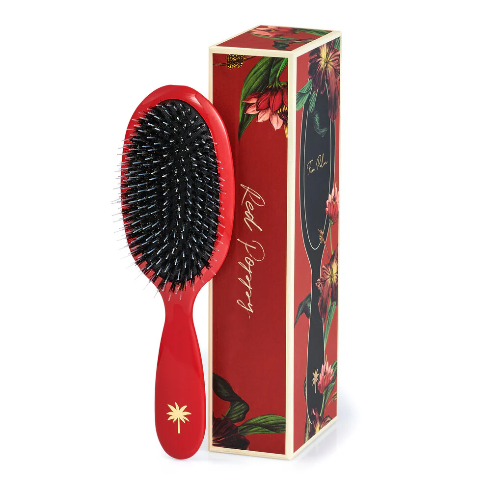 Medium Vildsvinehår & nylon hårbørste, Red Poppy - Gloss Red - Image 2
