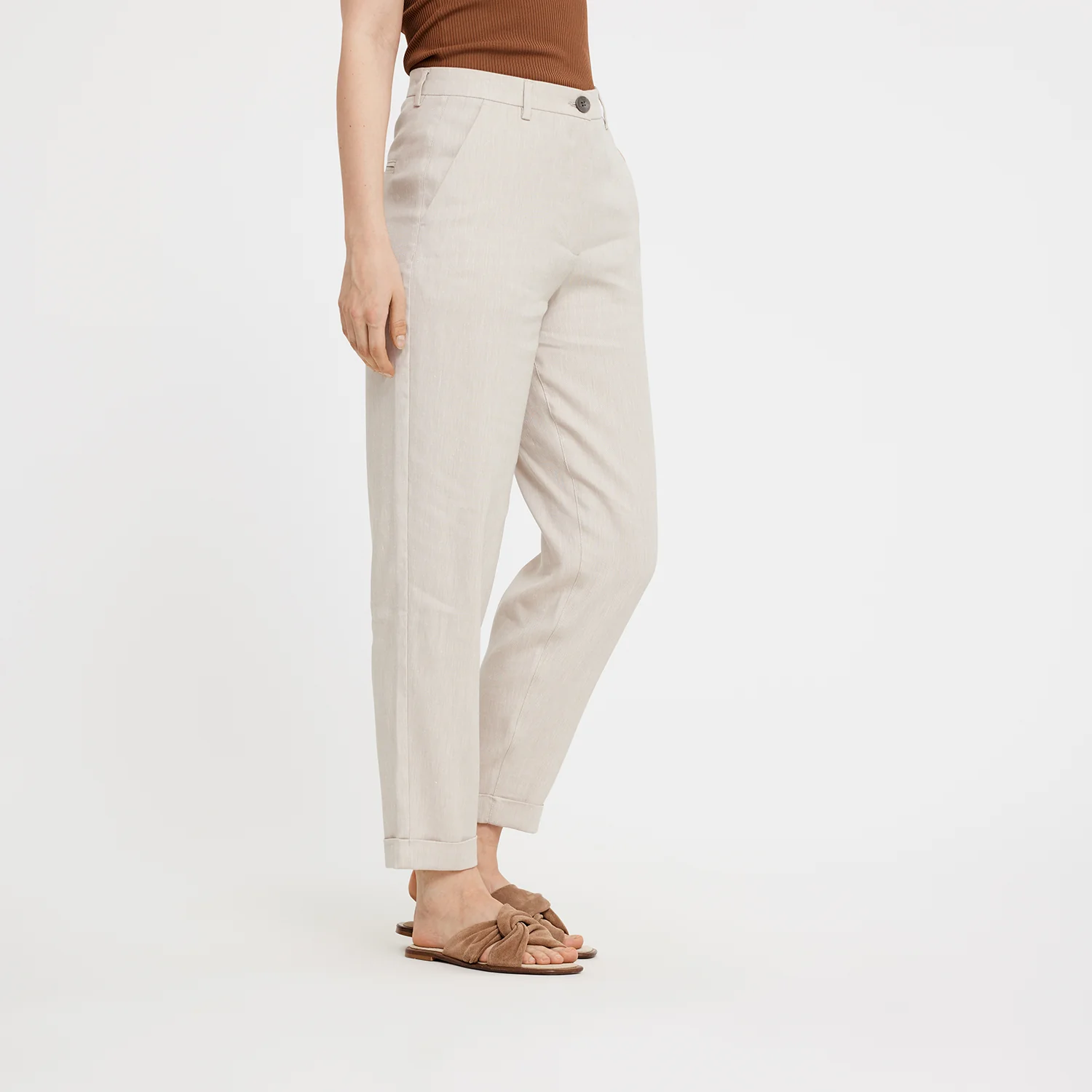 EmmaFV Ankle hørbukser - Sand Linen - Image 5