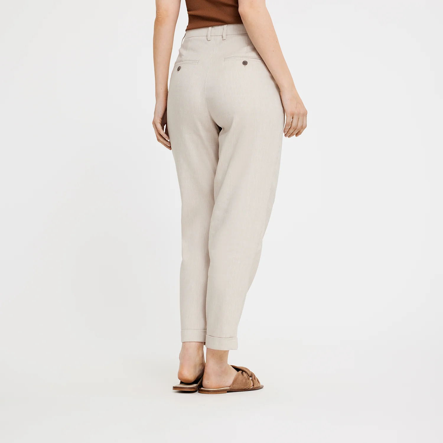 EmmaFV Ankle hørbukser - Sand Linen - Image 6