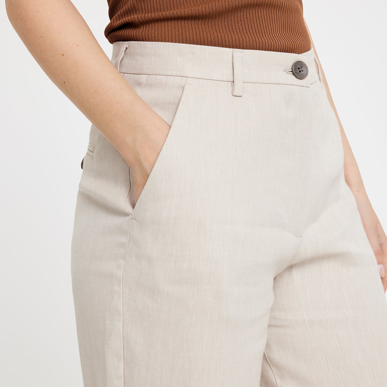 EmmaFV Ankle hørbukser - Sand Linen - Image 8