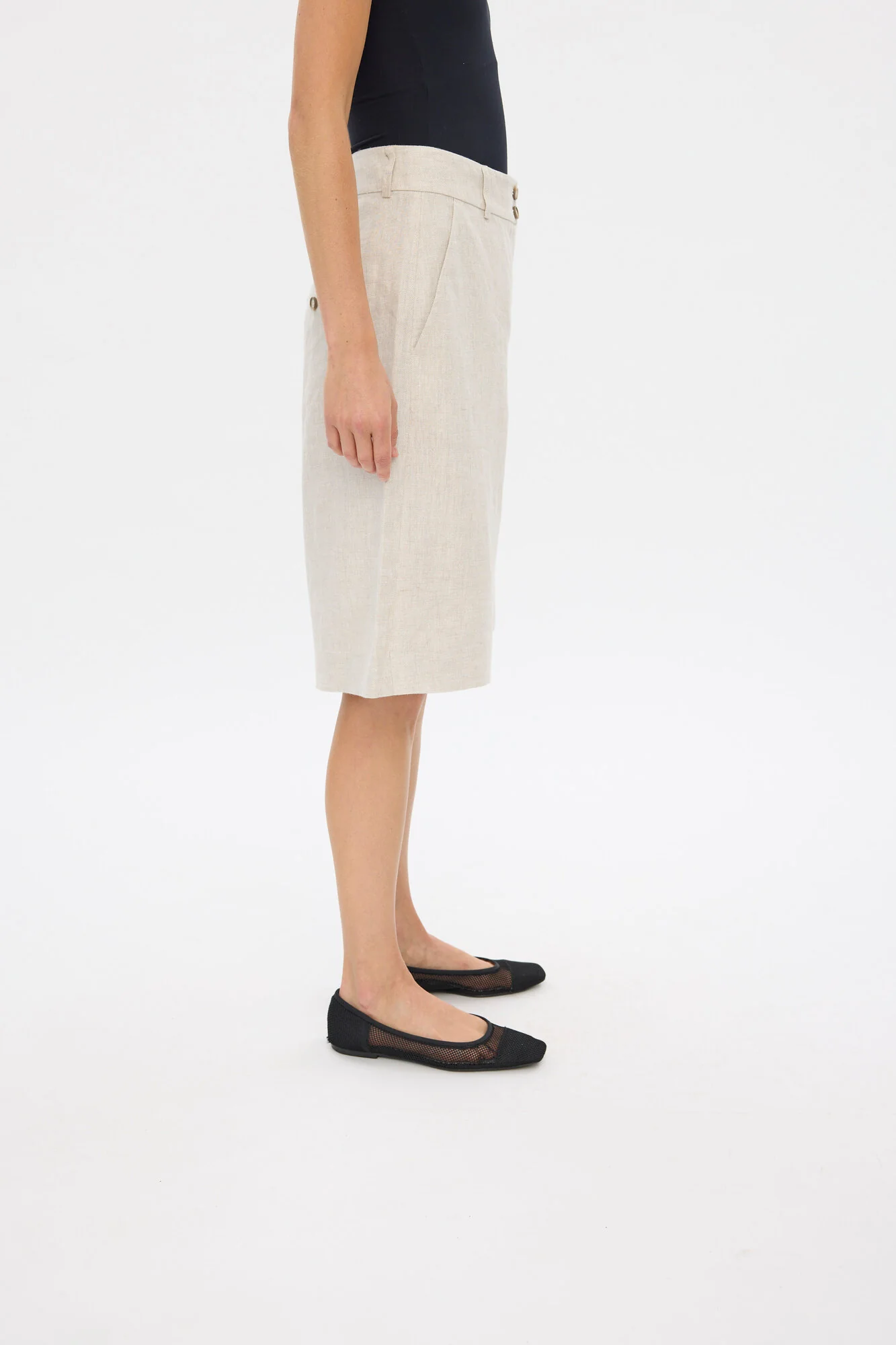 LauraFV Long hørshorts - Crystal Linen - Image 3