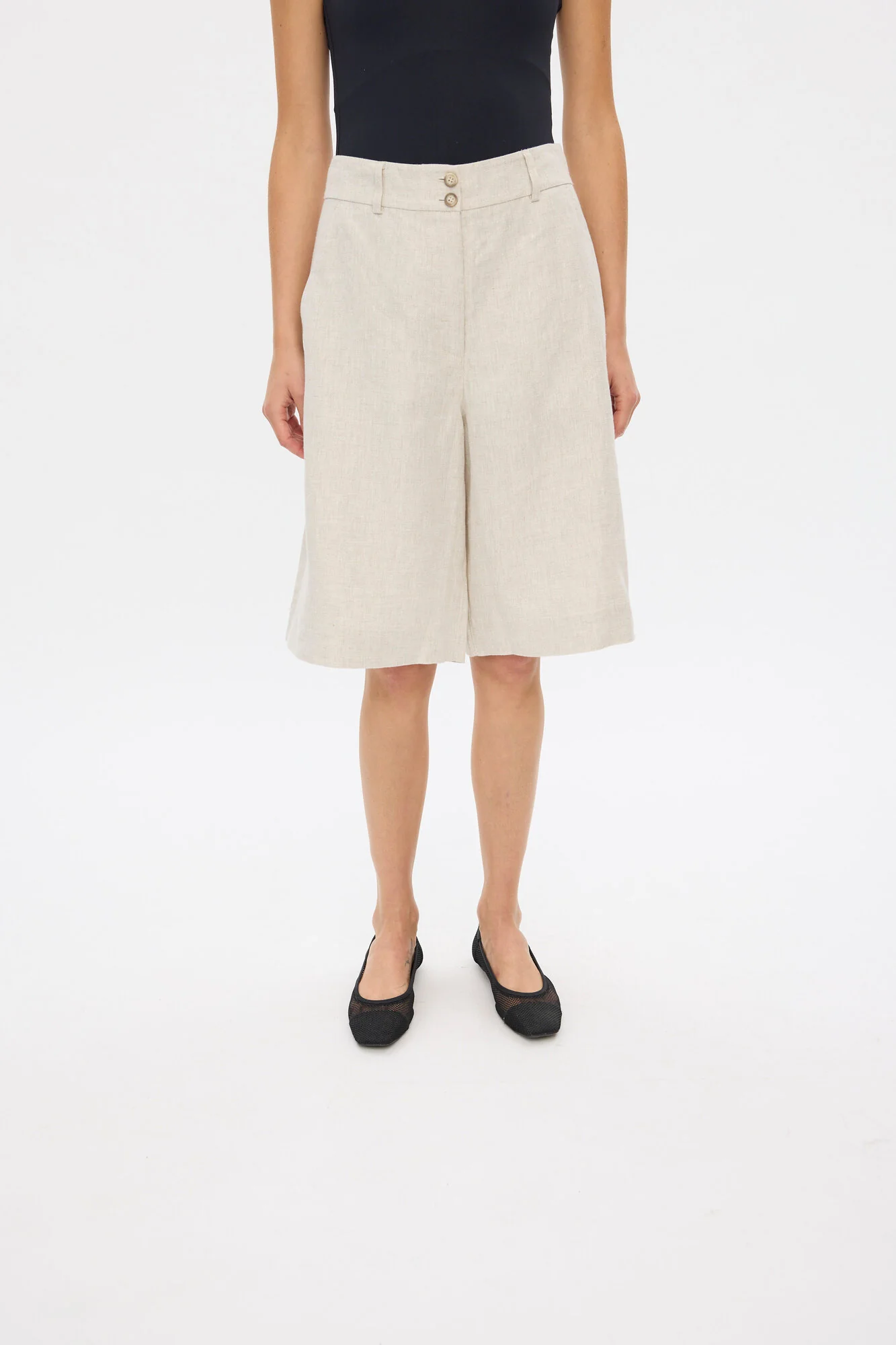 LauraFV Long hørshorts - Crystal Linen - Image 4