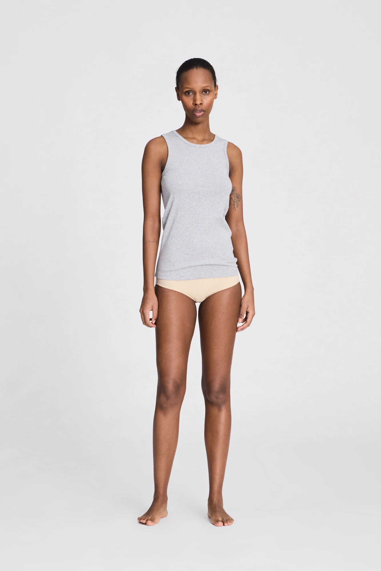 Alberte ribbet tanktop - Light Grey Melange - Image 6