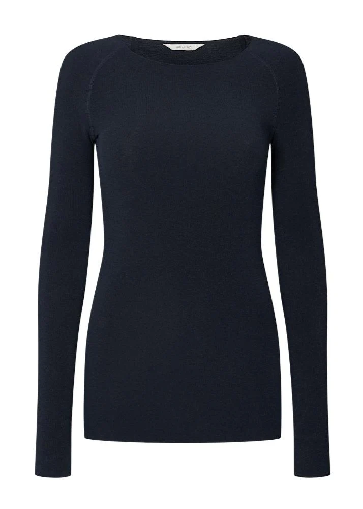 Amalie Wool langærmet t-shirt - Midnight Blue - Image 2