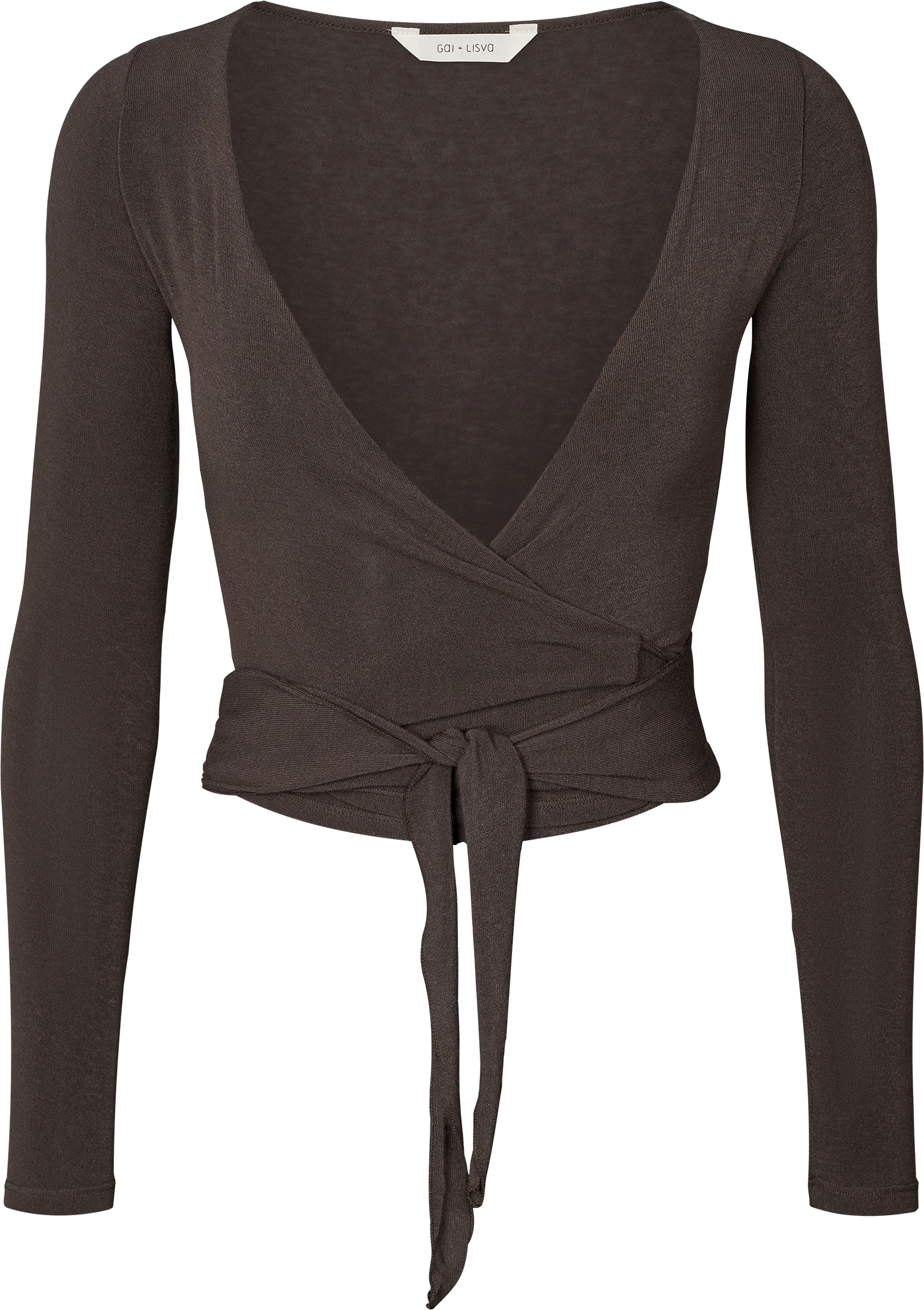 Anne Wrap Wool langærmet t-shirt - Mulch - Image 2