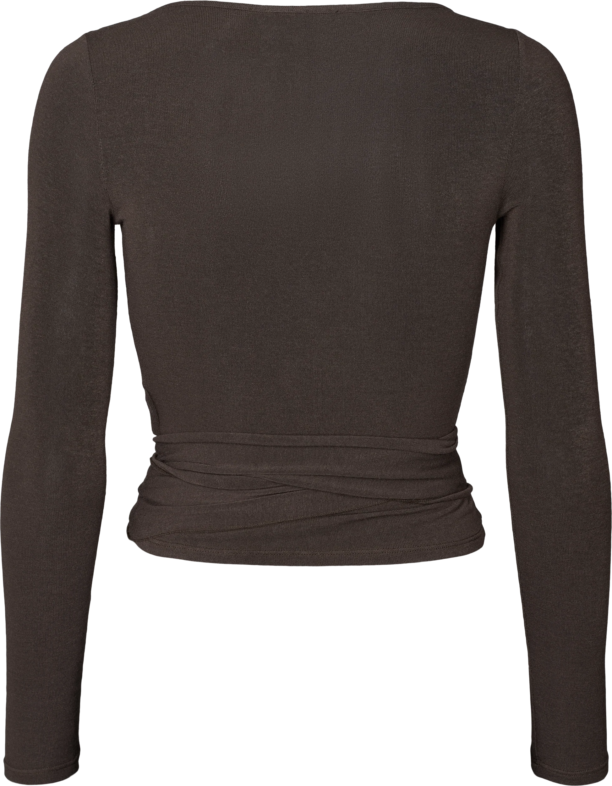 Anne Wrap Wool langærmet t-shirt - Mulch - Image 6