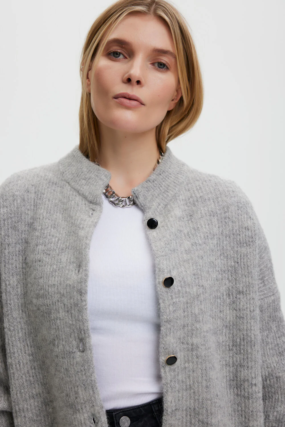 AlphaGZ uldcardigan - Light Grey Melange - Image 3