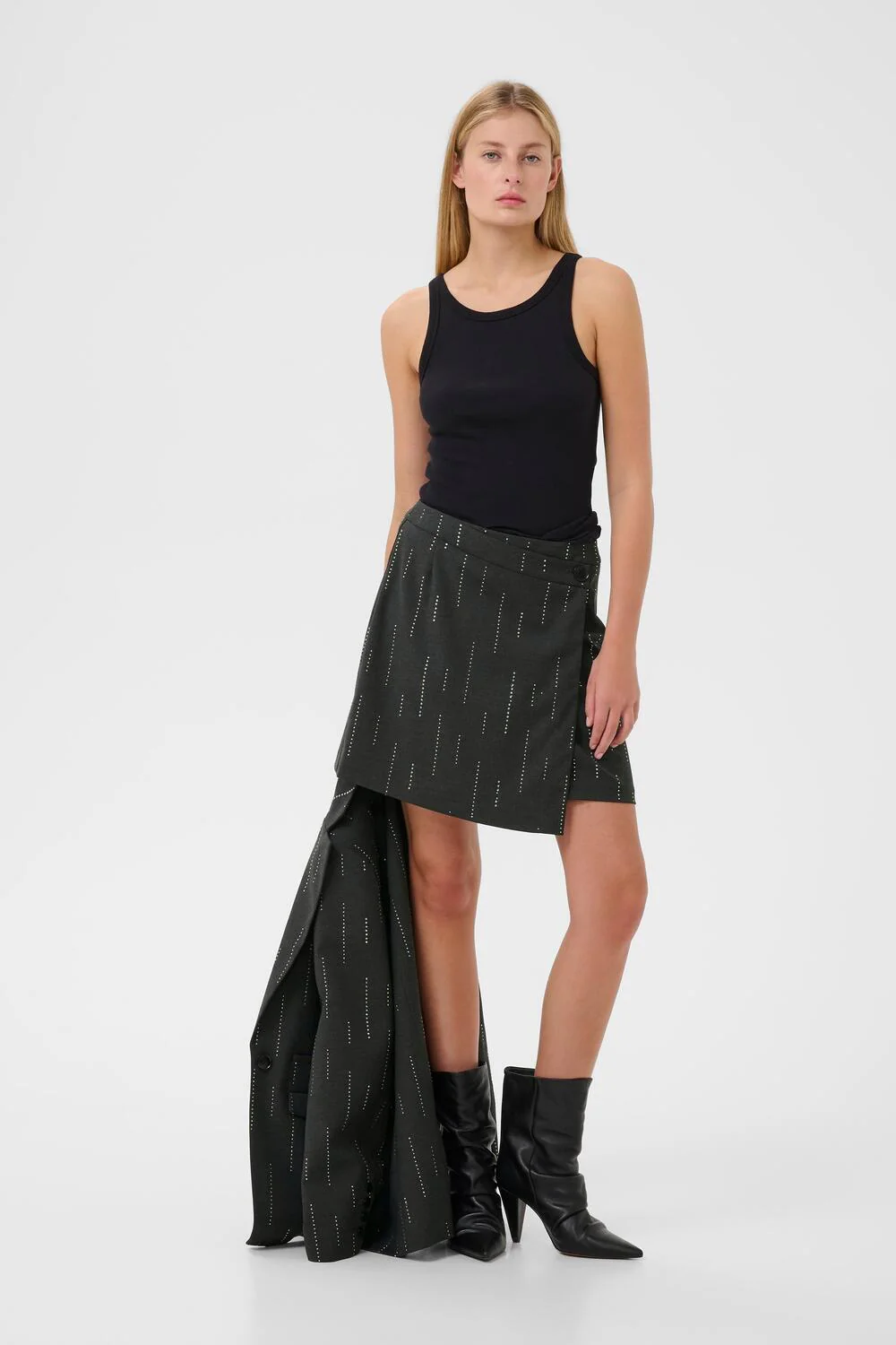 GZadira Wrap nederdel - Dark Grey Melange