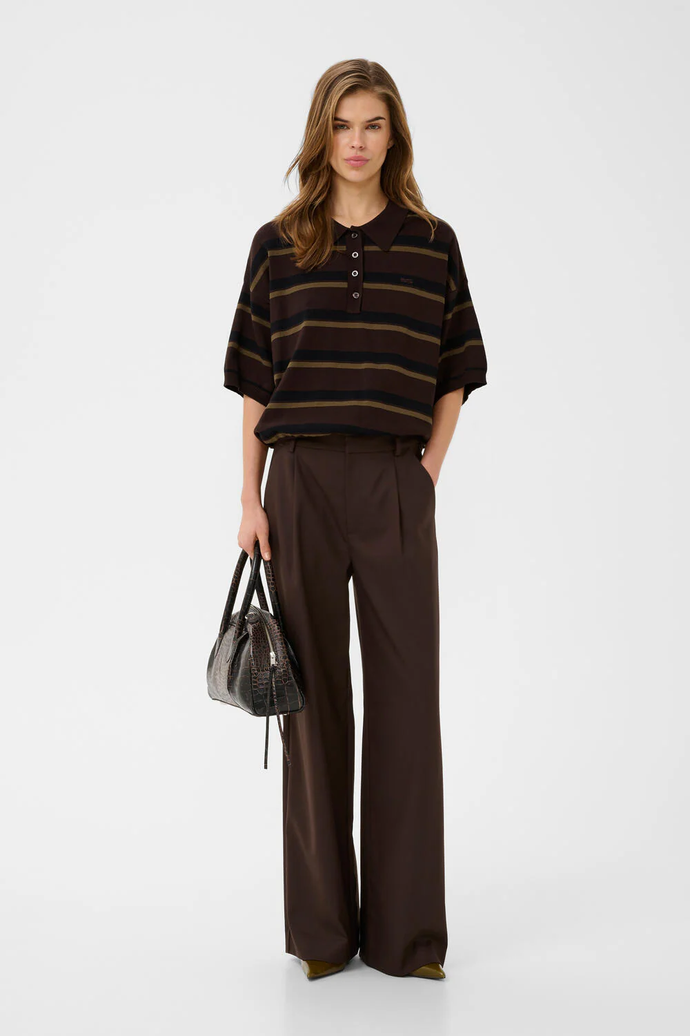 GZtaia strikket polotrøje - Molé/Black/Military Olive - Image 5