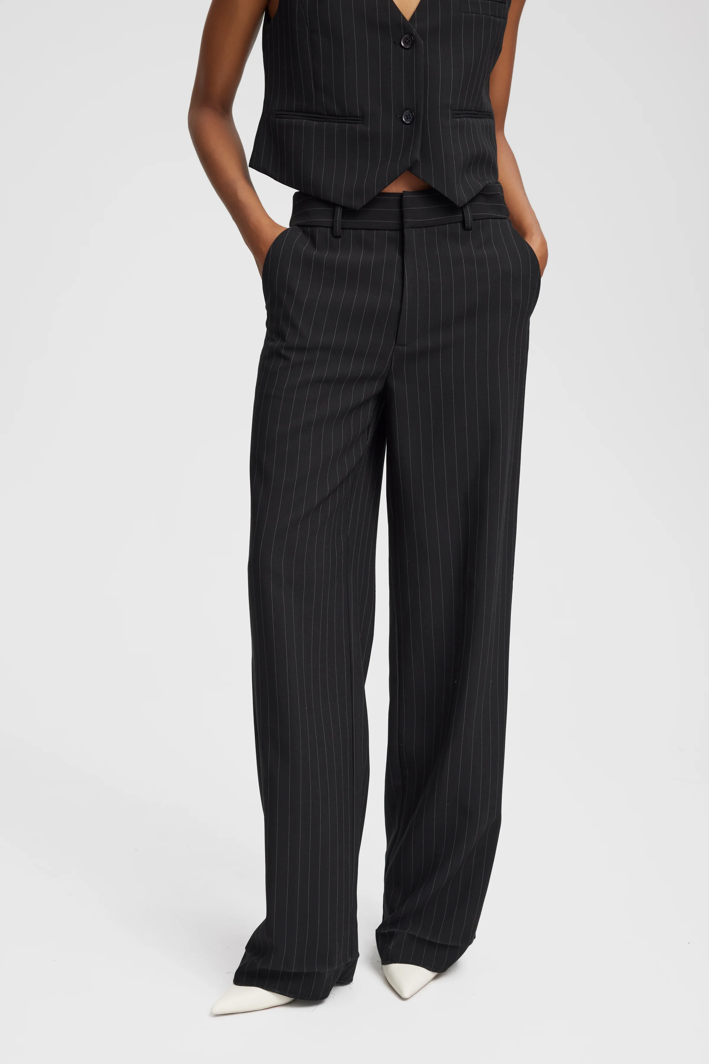 JoelleGZ Pinstripe MW bukser - Black Pinstripe - Image 3