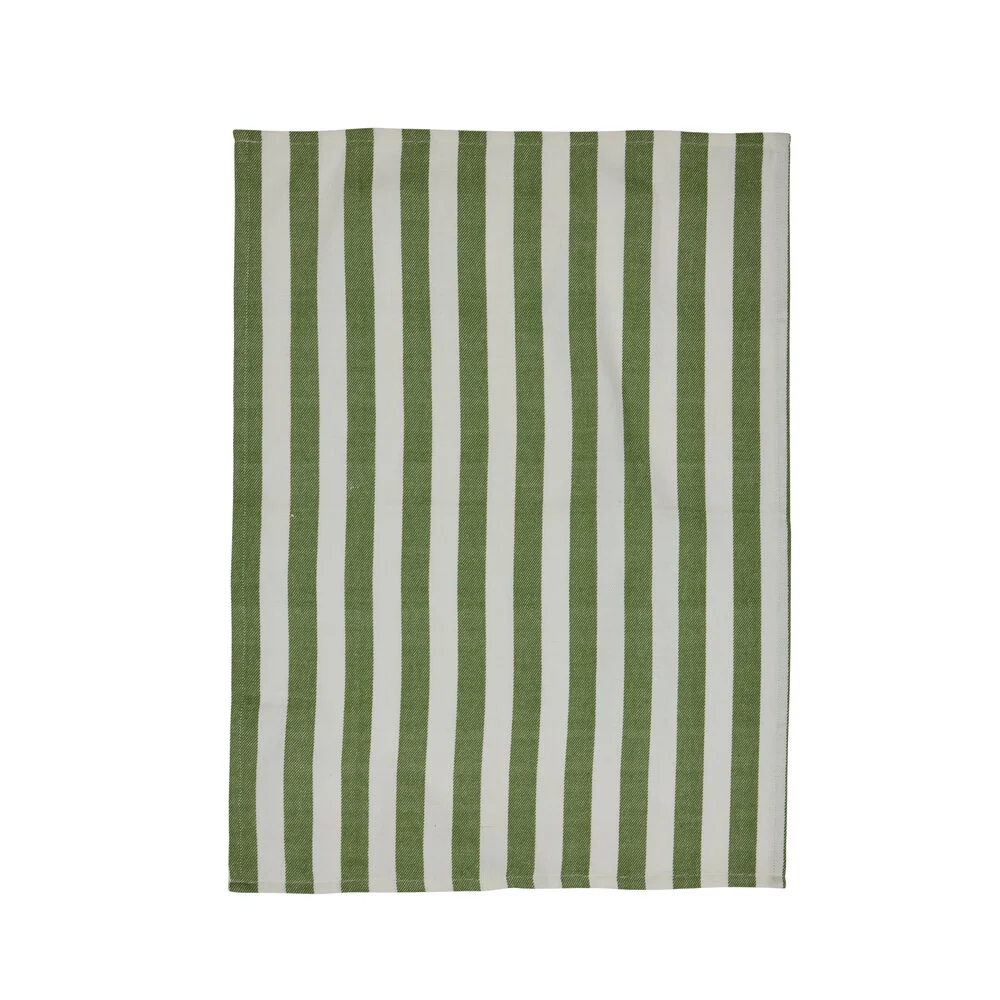 Stribet viskestykke, hvid/grøn - 70x50 cm. - Image 3