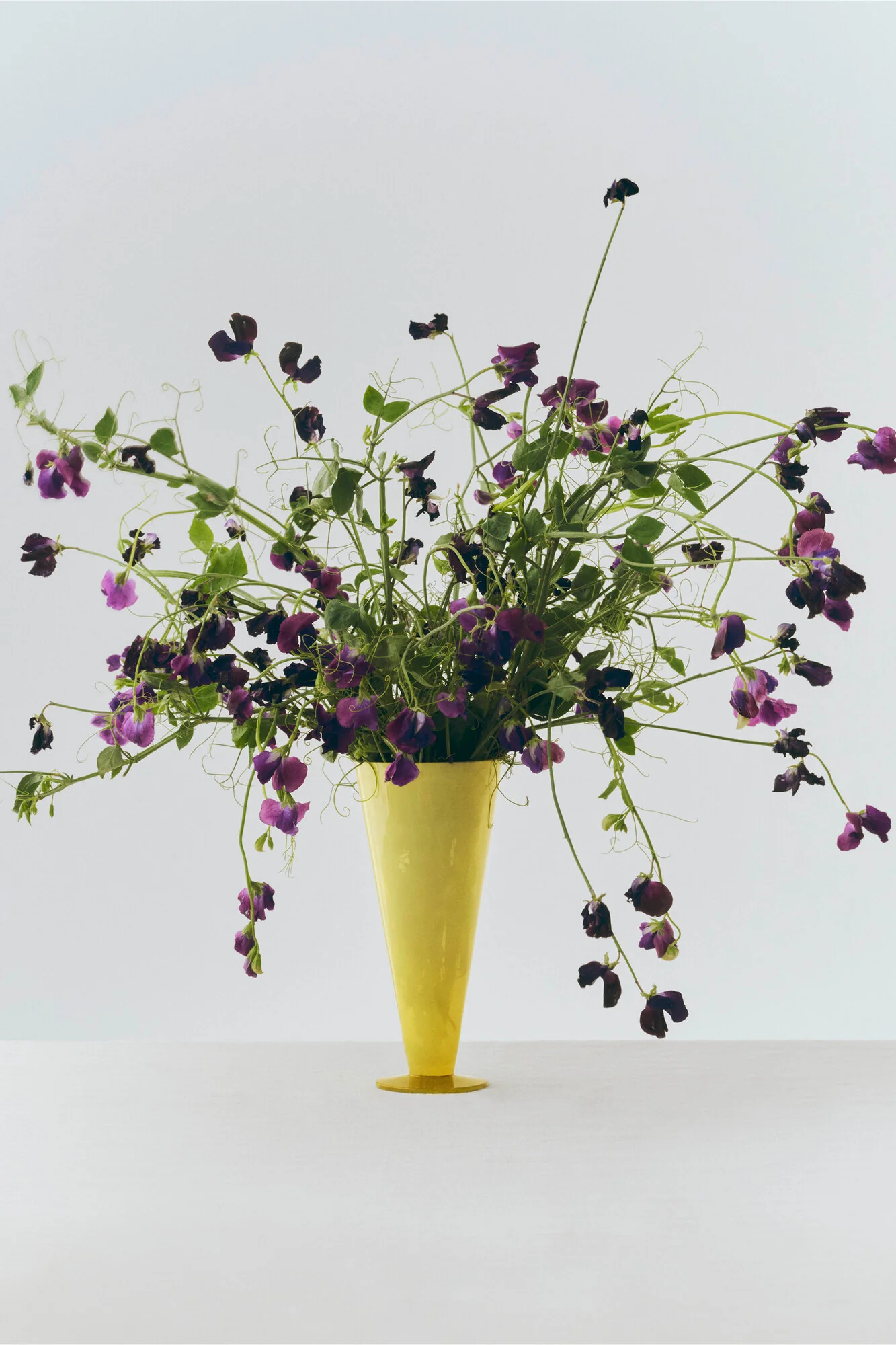 Conical vase, Yellow/Lime Green - H26 cm