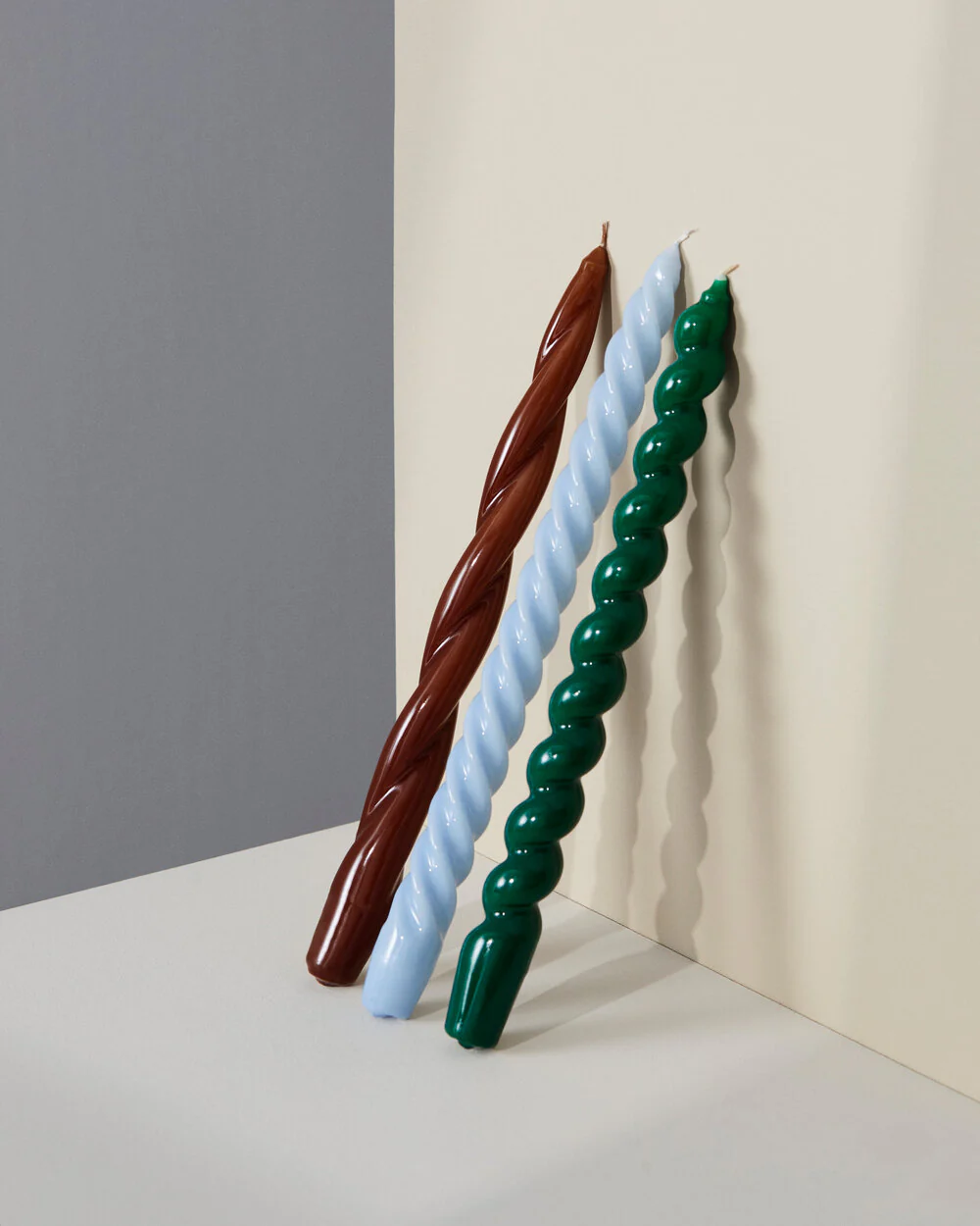 Long Spiral stearinlys, Green - 29 cm. - Image 2