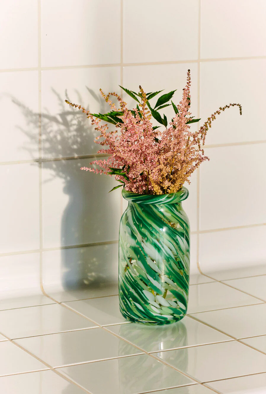 Splash Roll Neck vase, Green Swirl - Small - Image 3
