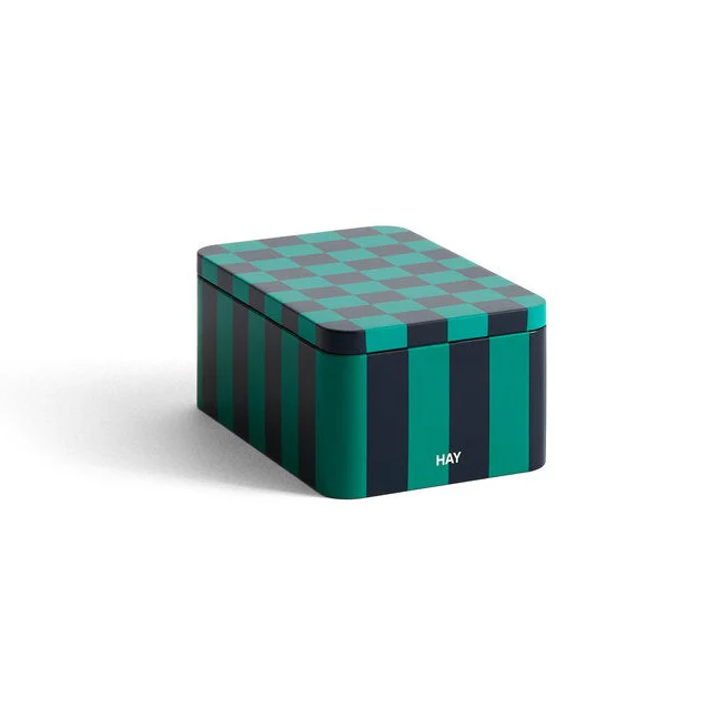 Tin beholder, L17 cm - Green/dark blue