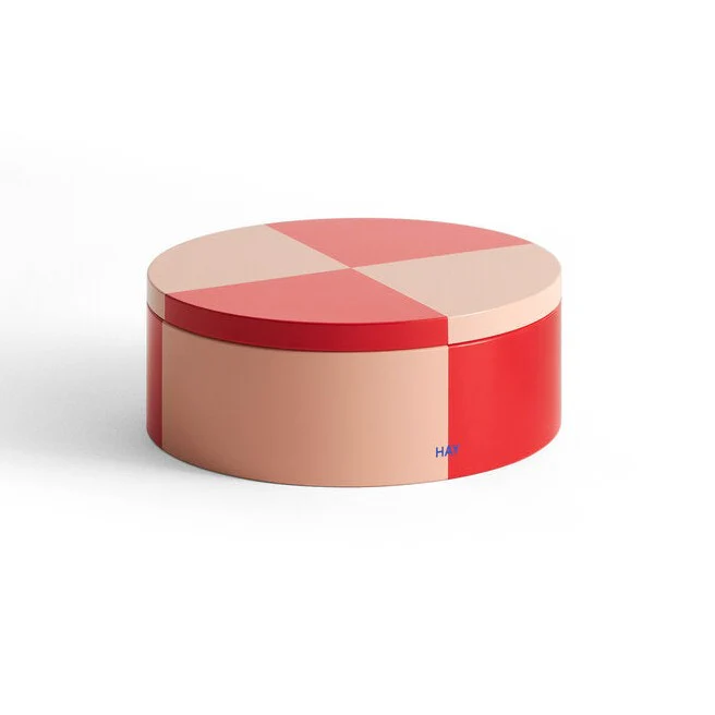 Tin Round beholder, Ø19,8 cm - Red/soft pink