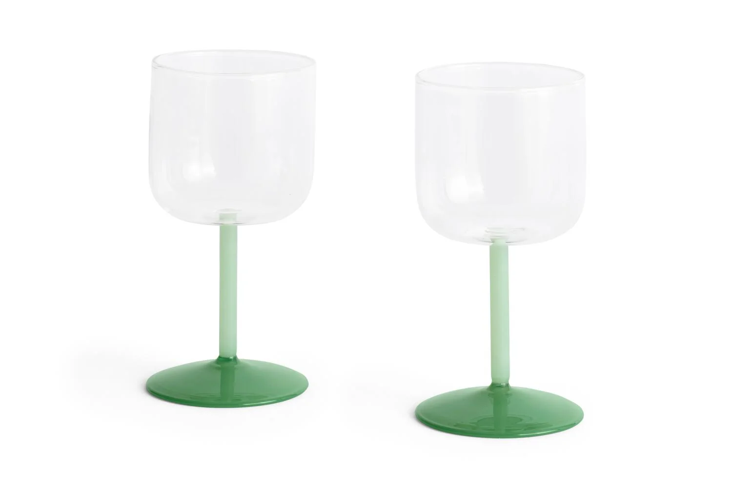 Tint vinglas, klar/grøn - 2 stk