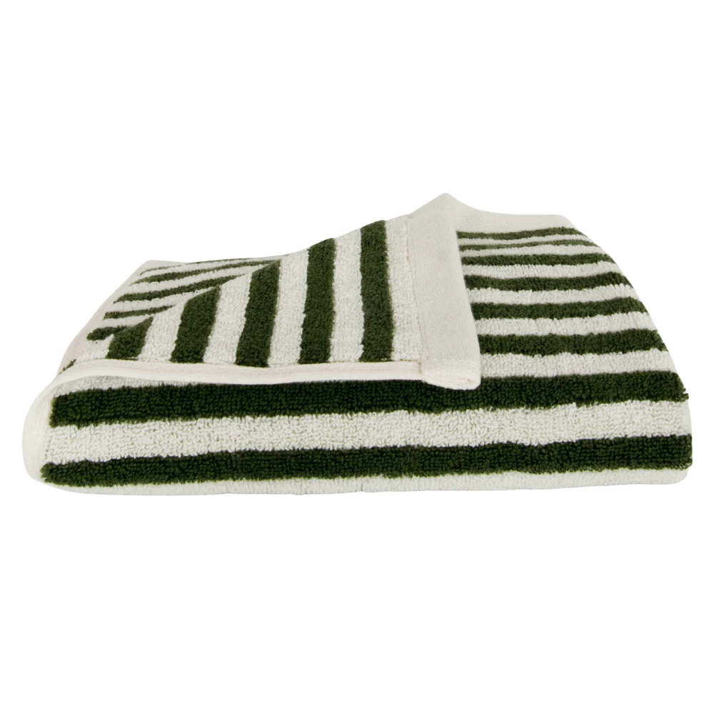 Pinstripe håndklæde, Alpine Moss/Cream - 45x65 cm