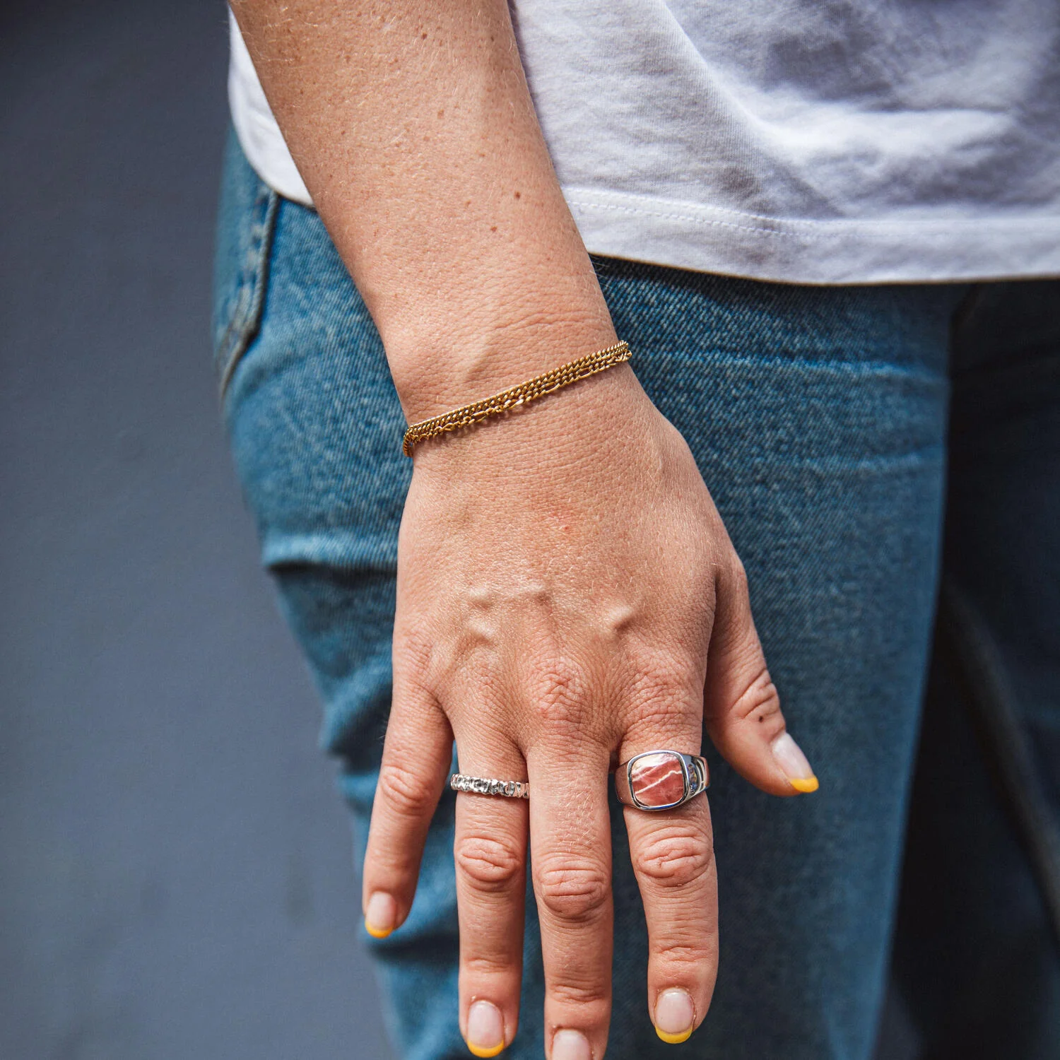 IX Curb Medi armbånd - forgyldt - Image 3
