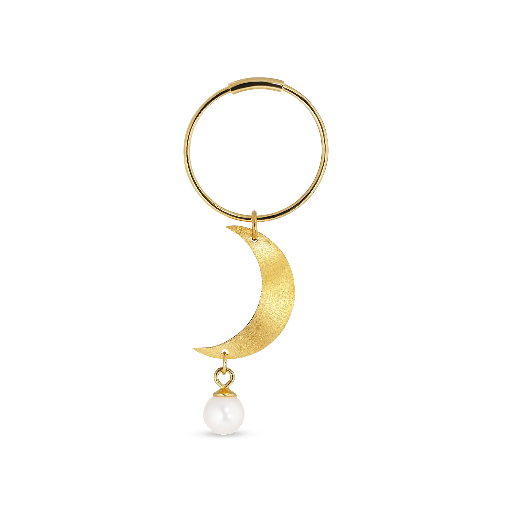 Half Moon With Pearl creol - forgyldt