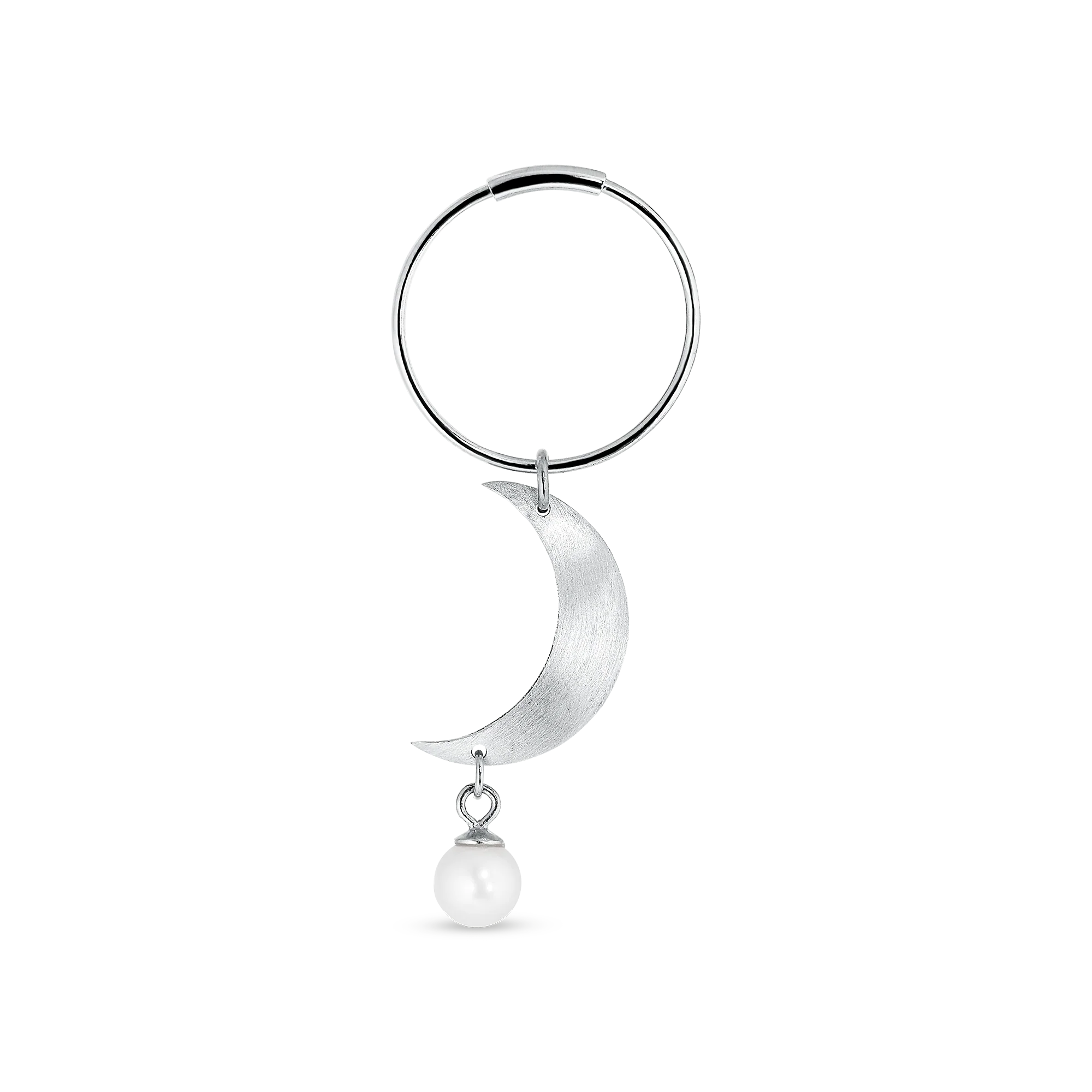 Half Moon With Pearl creol - sølv