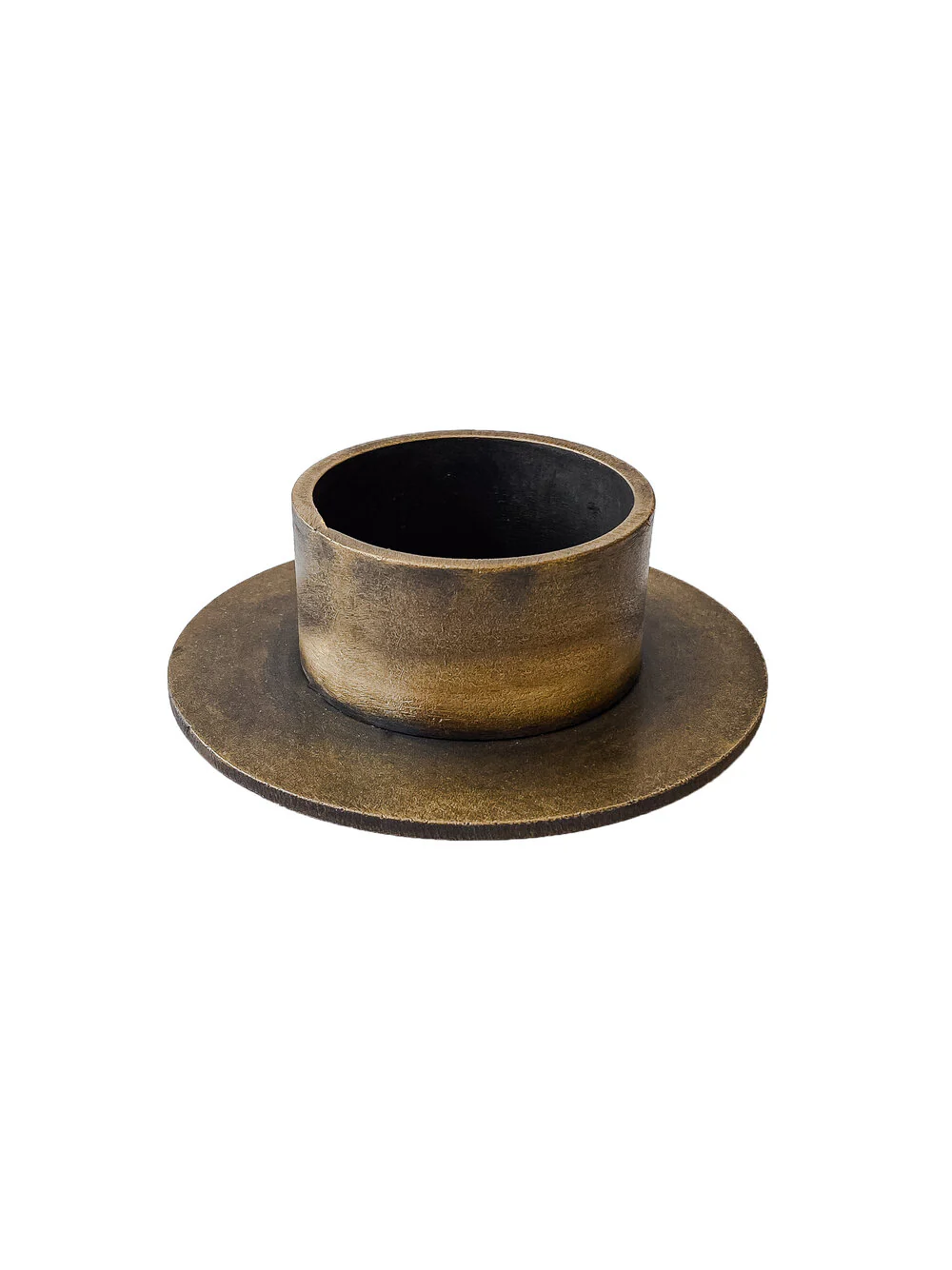 Cirkel lysestage, burned - Ø7 cm.