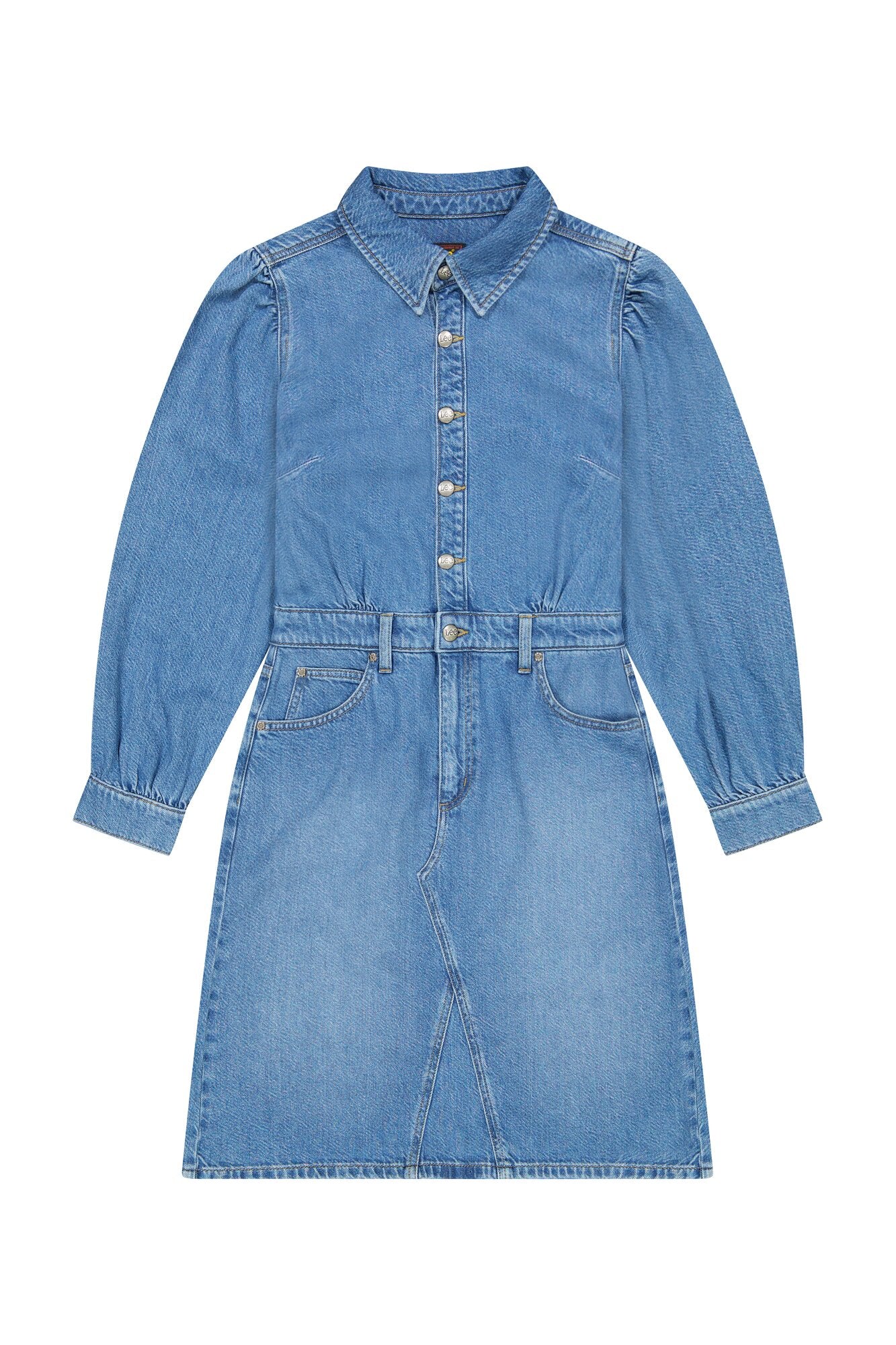 Long Sleeve kjole - Fine Blue - Image 2