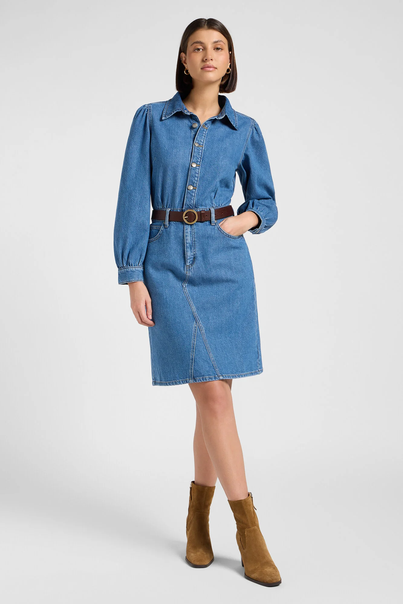 Long Sleeve kjole - Fine Blue - Image 3