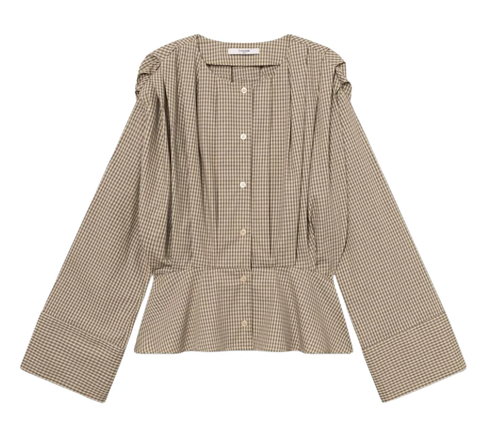 Etta bluse - Beige Check - Image 2