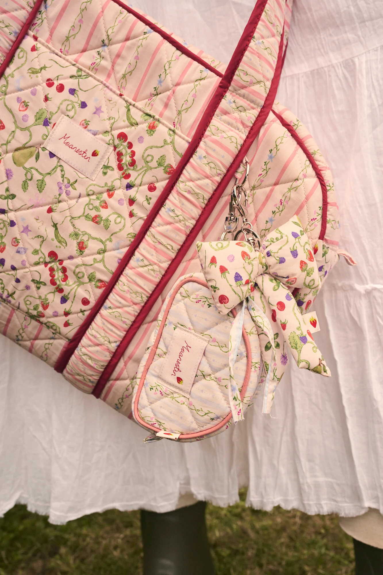 Fabric Bow nøglering - Garden Magic Ivory - Image 3
