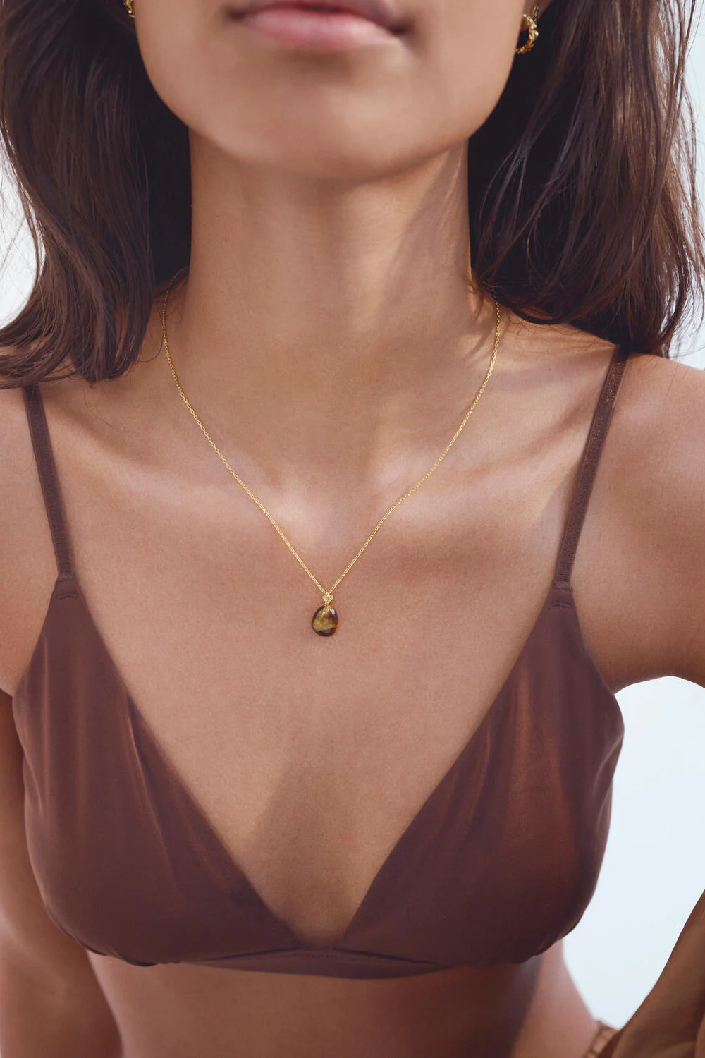 Tiger Eye Earth vedhæng - forgyldt - Image 2