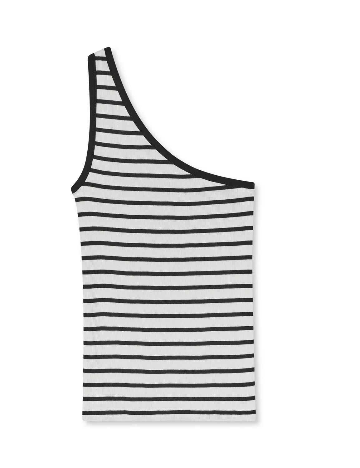 2X2 Cotton Stripe Kitty one-shoulder top - Vanilla Ice/Black - Image 2