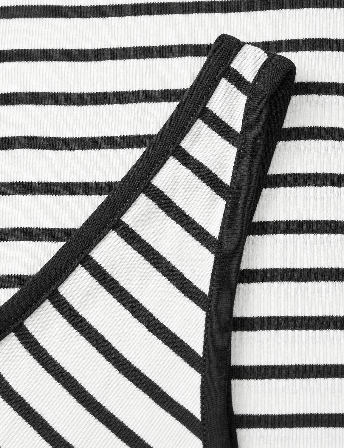 2X2 Cotton Stripe Kitty one-shoulder top - Vanilla Ice/Black - Image 4
