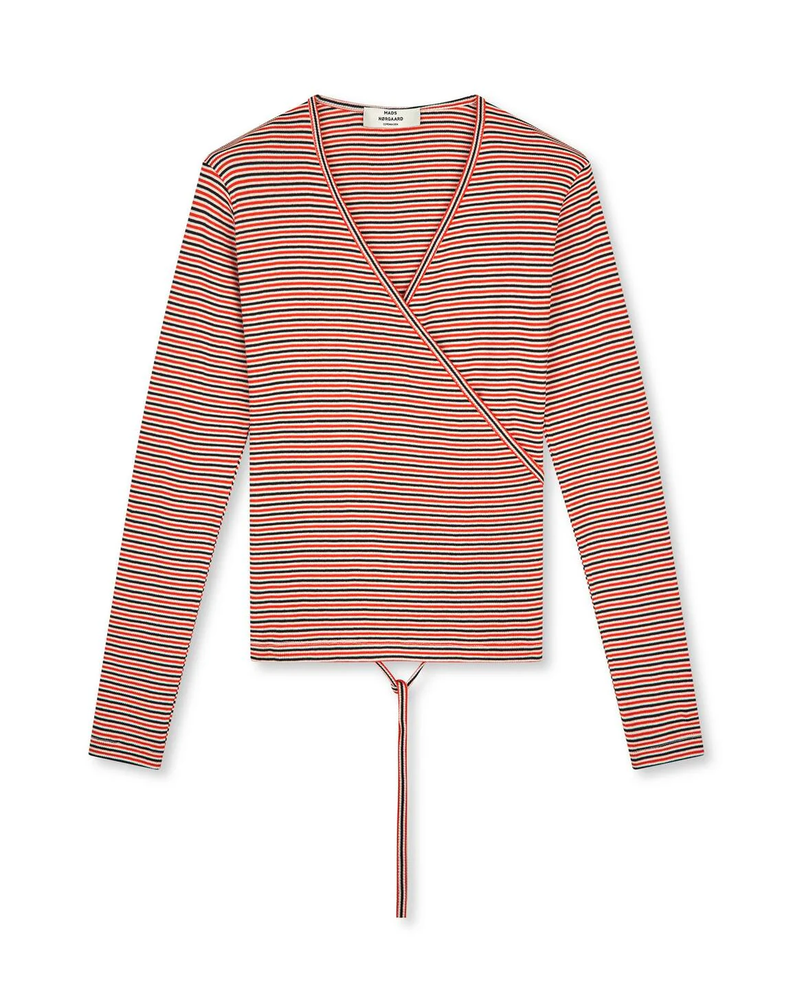 2X2 Cotton Stripe Susi langærmet t-shirt - Fiery Red/Vanilla Ice - Image 2