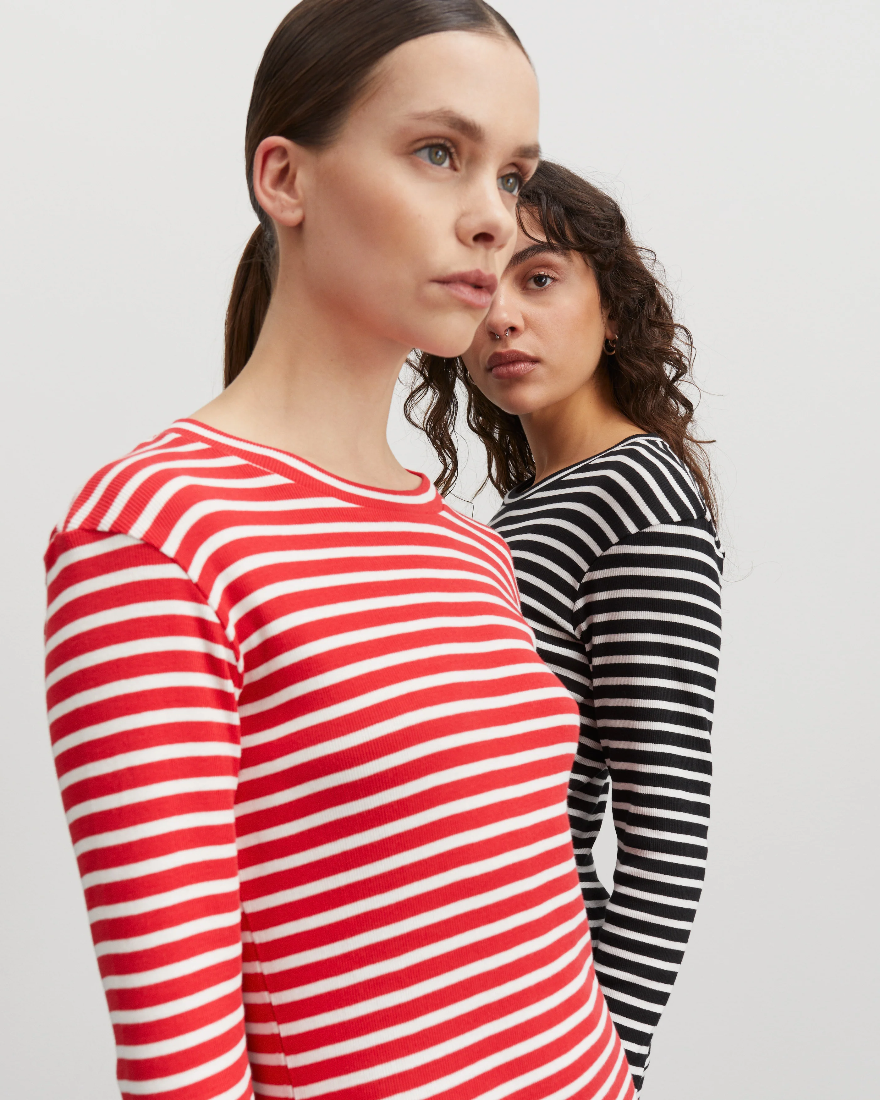 2X2 Cotton Stripe Tuba langærmet t-shirt - Black/White Alyssum - Image 6