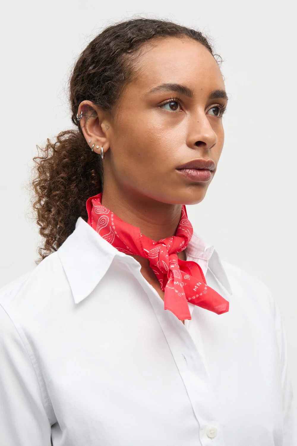 Soft Cotton Paisley Solid bandana - Fiery Red - Image 4