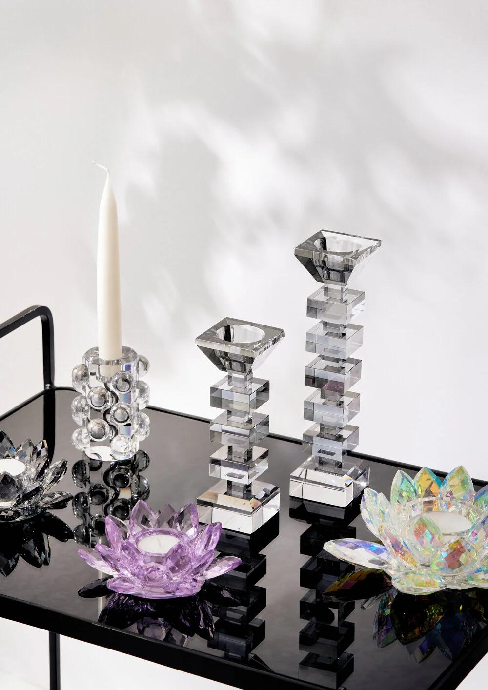 Krystal lysestage, Smoke - H18 cm. - Image 2